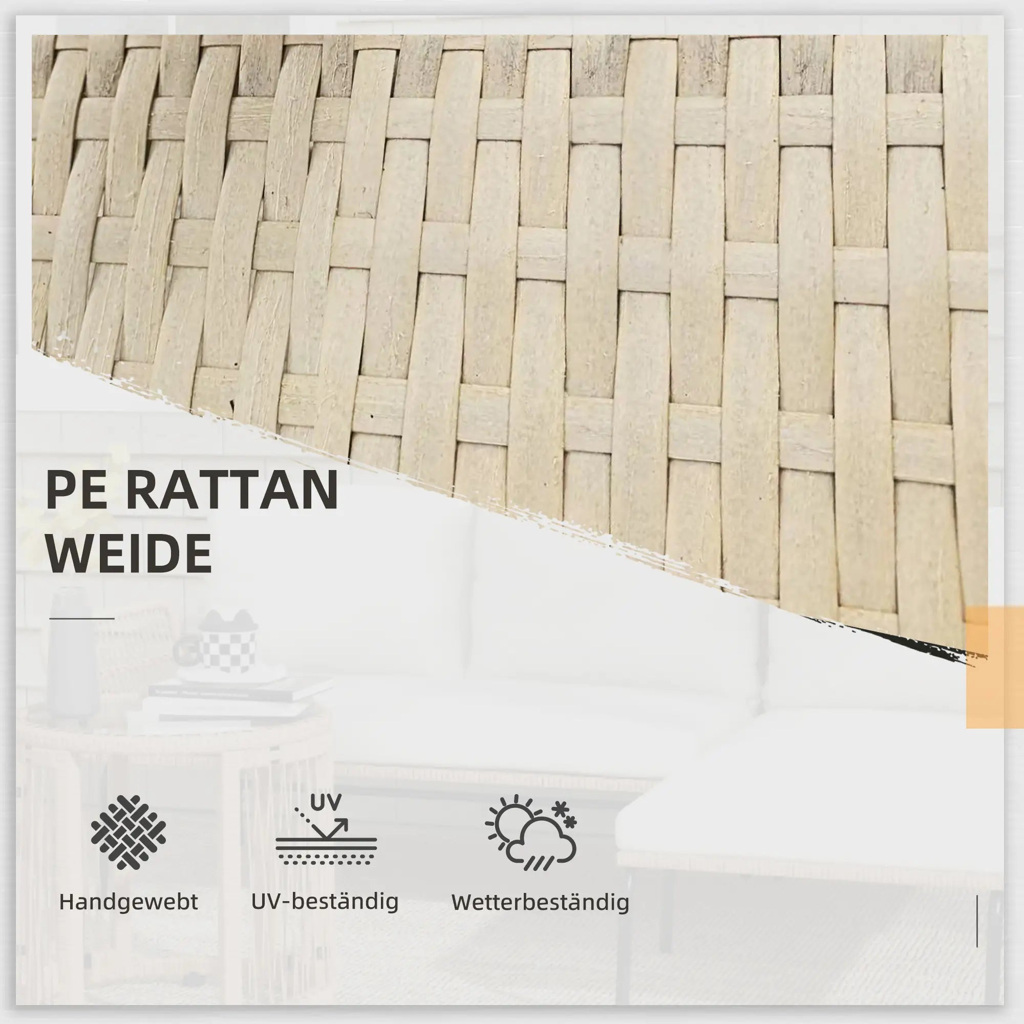 Outsunny Polyrattan Gartenmöbel-Set 3-tlg. Outdoor wetterfest cremeweiß