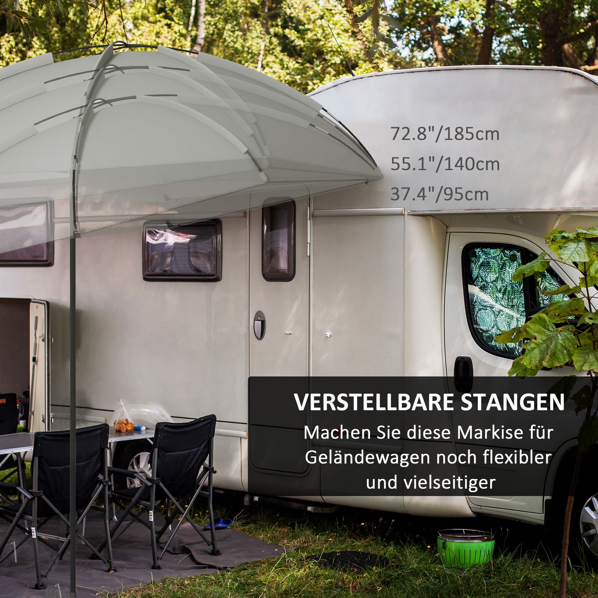 Outsunny Automarkise Markise Heckzelt, Sonnensegel, inklusive. Transporttasche, 290 x 278 x 260 cm, Hellgrau