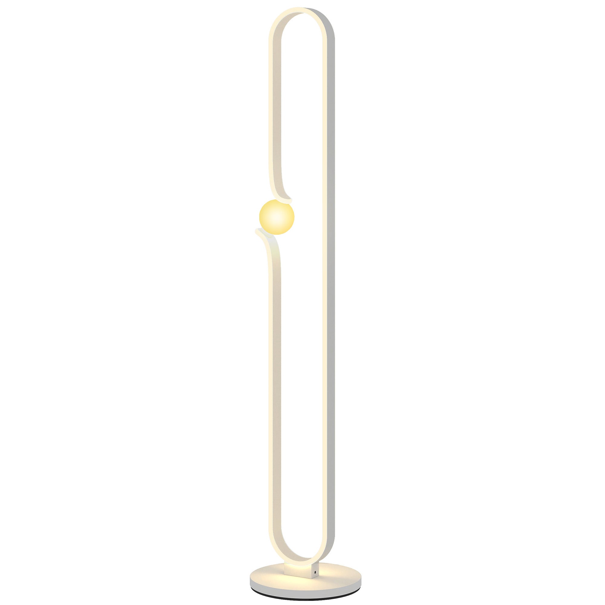 HOMCOM LED-Bodenlampe, Musiknoten-Design, Glasschirm, Metall, Kunststoff, Weiß