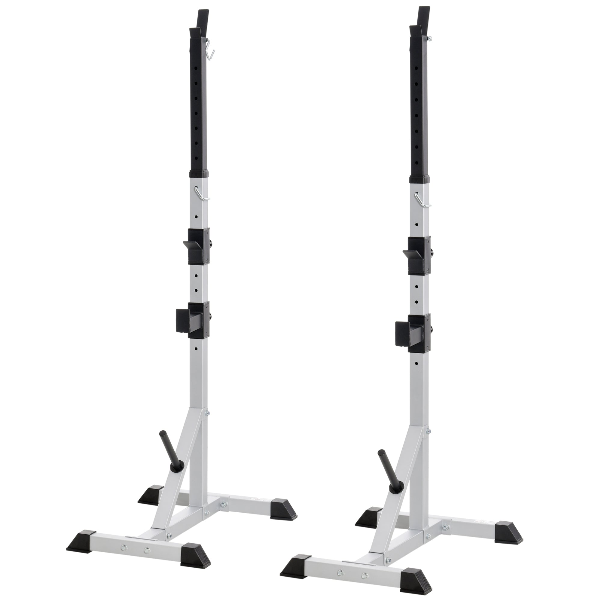 HOMCOM 2er Set Hantelständer 3 Ebenen Höhenverstellbar Hantelablage aus Stahl bis 200 kg belastbar Silber+Schwarz
