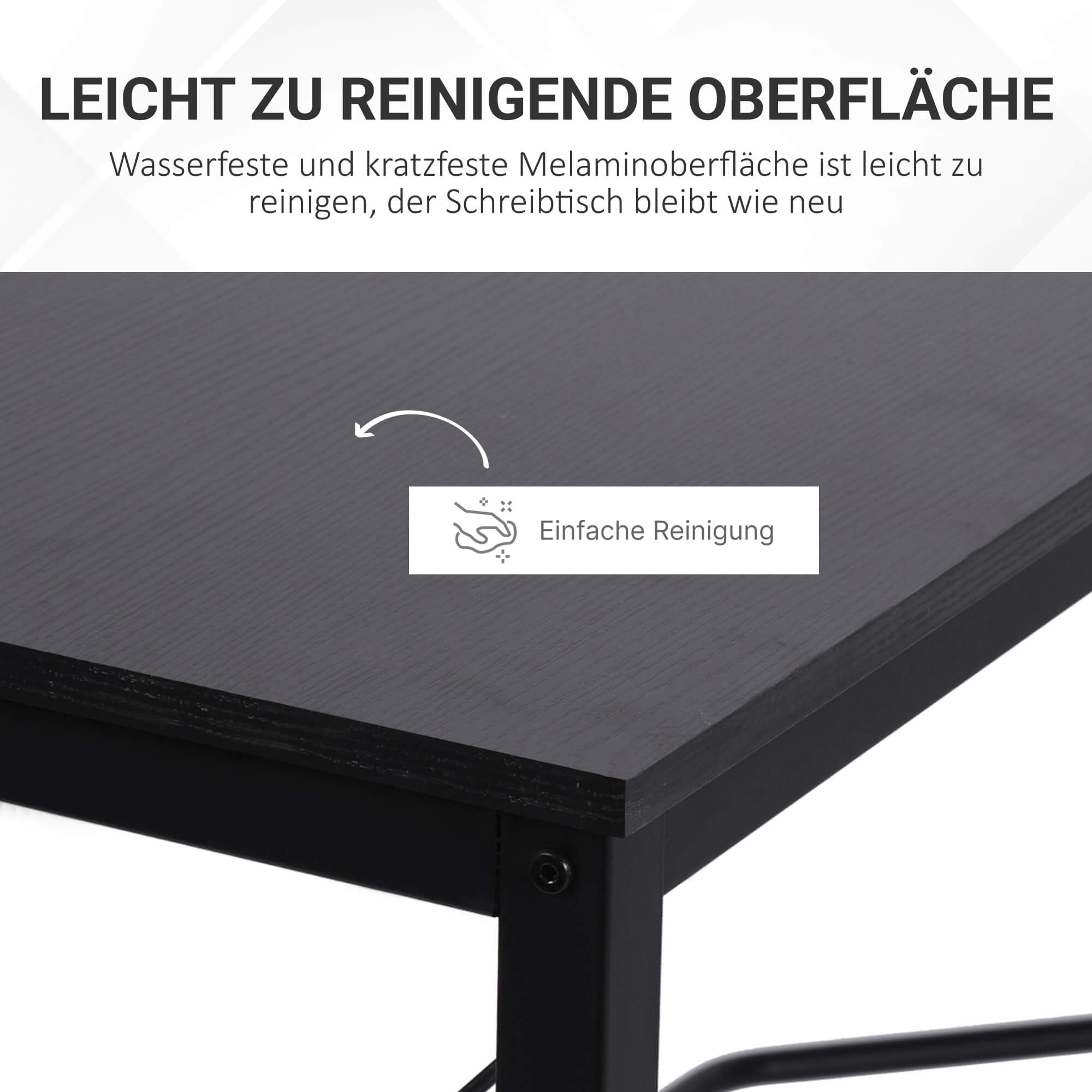 HOMCOM Computertisch Schreibtisch L-Form Eckschreibtisch Winkelschreibtisch MDF Schwarz 150 x 150 x 76 cm