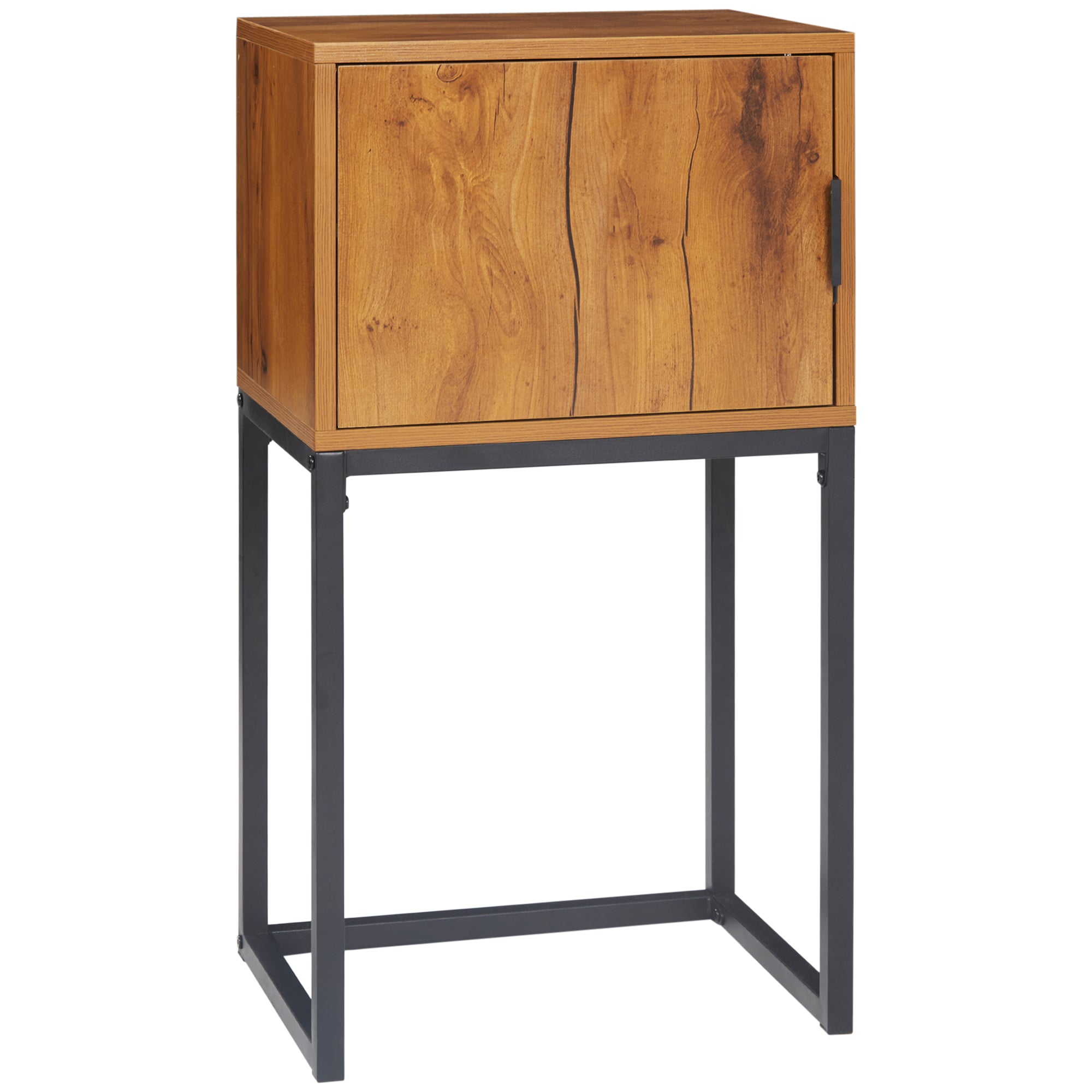 HOMCOM Konsolentisch im Industiriedesign, Beistelltisch, Sideboard, 1 Schrank, Braun + Schwarz
