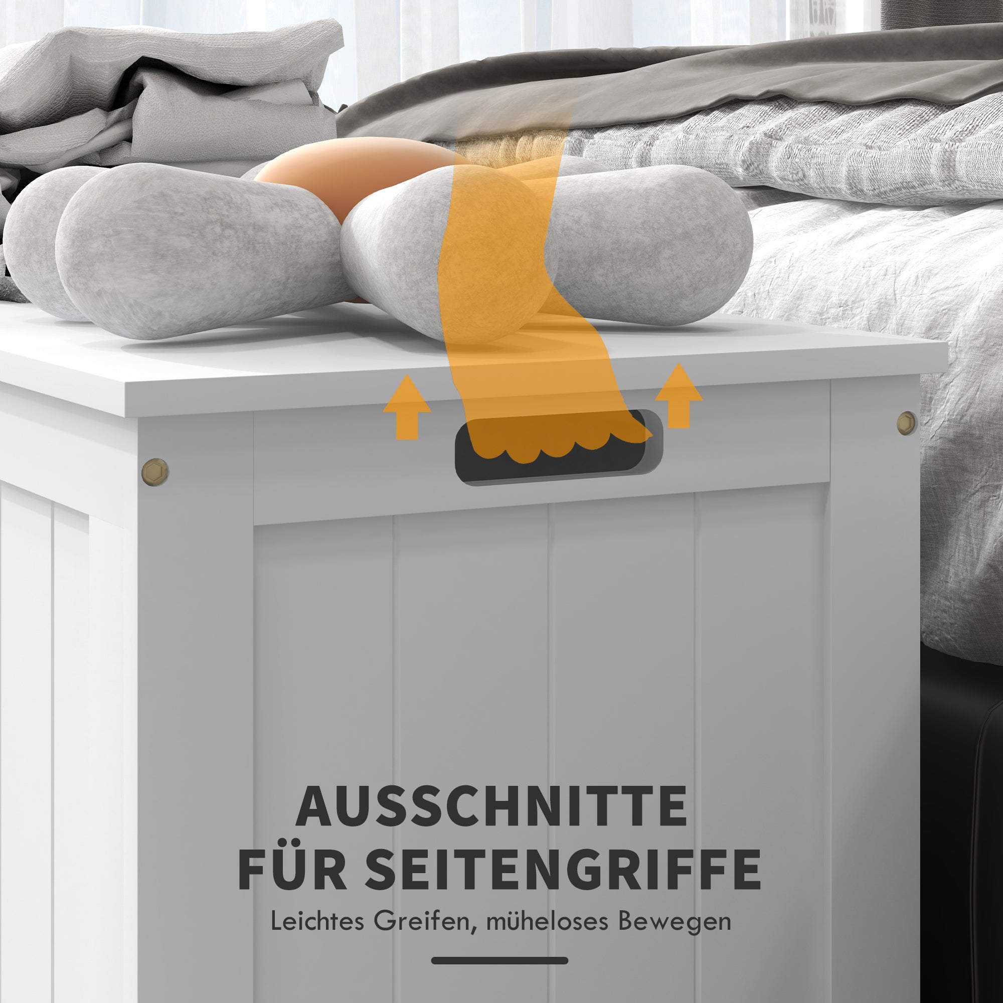 HOMCOM Aufbewahrungsbox Aufbewahrunskiste Spielzeugtruhe, MDF, 2 Griffe, 81 x 40 x 46 cm, Weiß