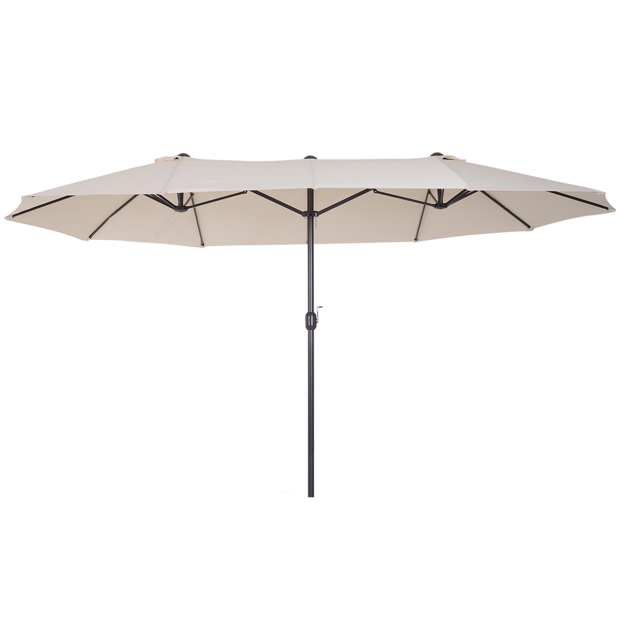 Outsunny XXL Sonnenschirm mit Handkurbel wetterbeständig 455 cm x 270 cm x 240 cm Stahl Polyester Beige