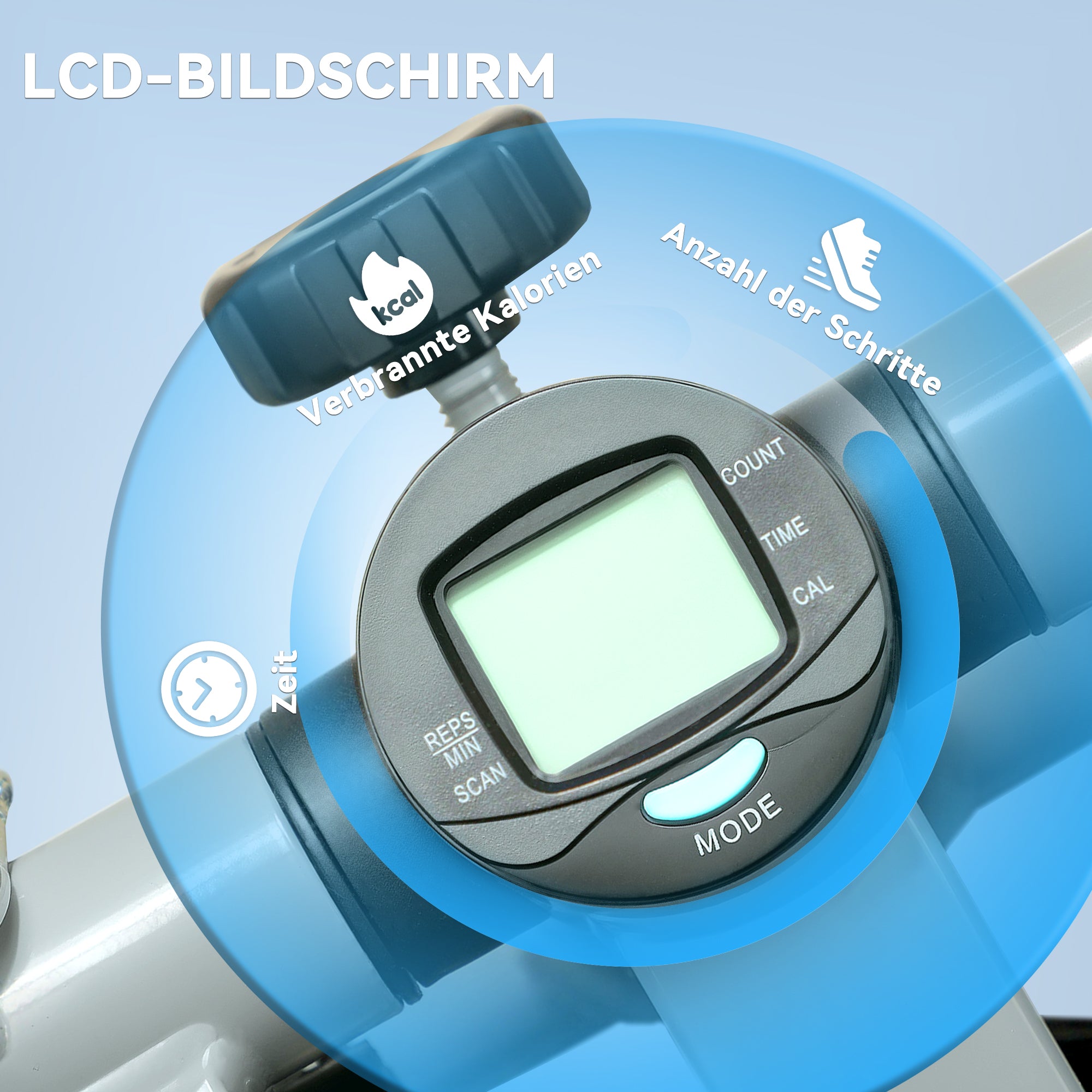 SPORTNOW 2 in 1 Mini-Stepper für Zuhause mit Power Ropes, LCD-Display Up-Down Swing Stepper 41 x 30,5 x 18,5 cm Grau