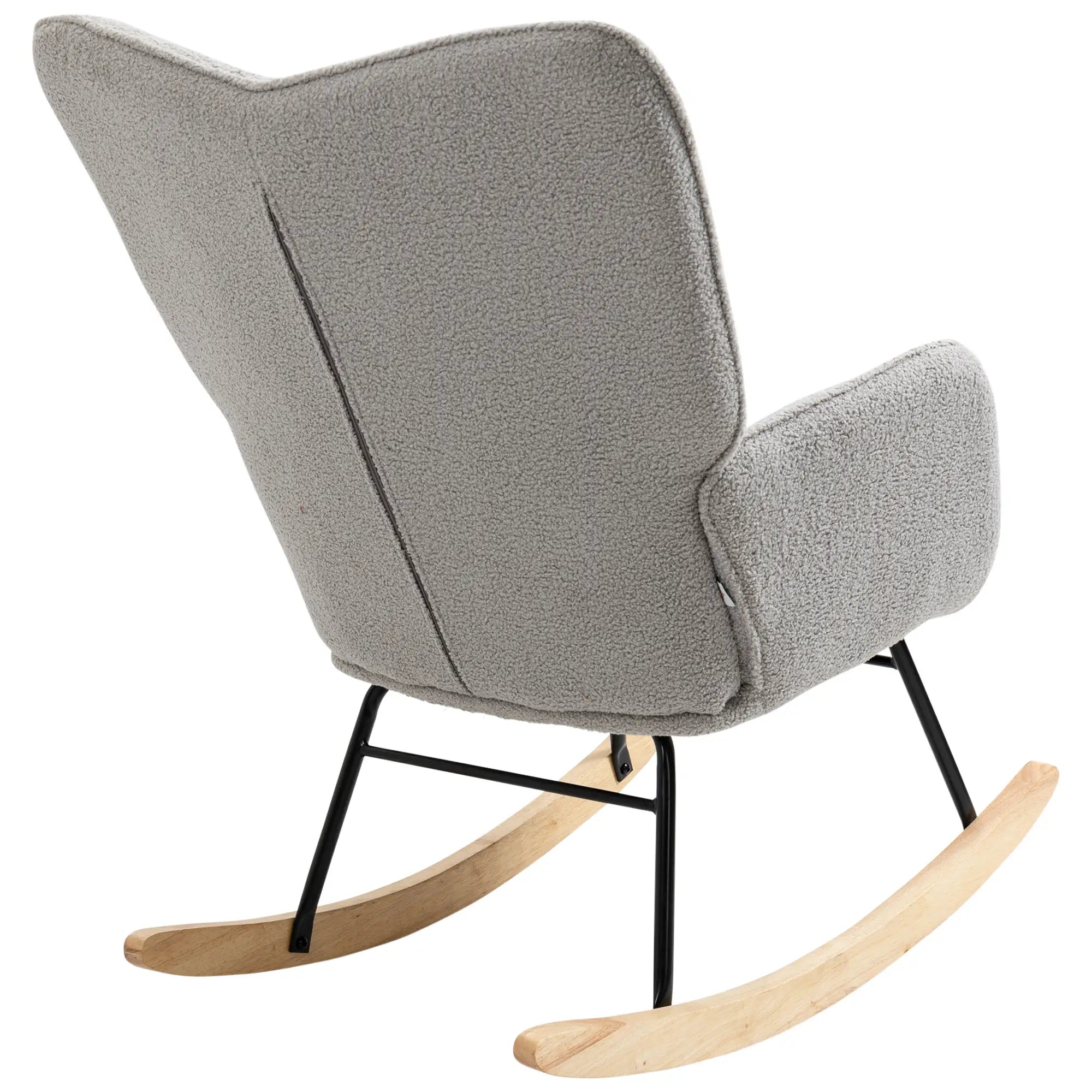 HOMCOM Schaukelstuhl im Retro-Design, Massivholz, Schwingsessel, 71 cm x 92 cm x 101 cm, Hellgrau