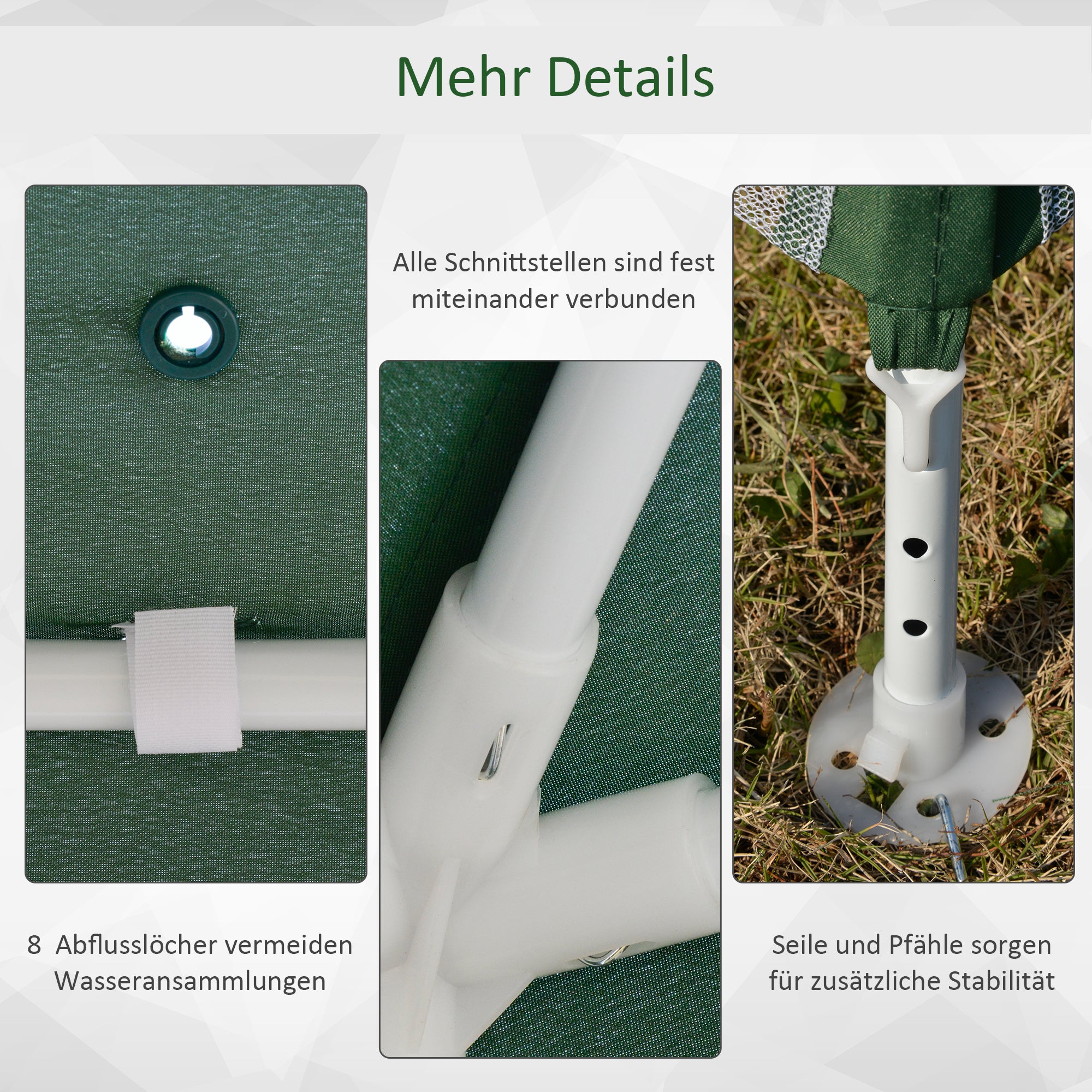 Outsunny Gartenpavillon Pavillon Festzelt Partyzelt wetterfest Zelt mit Moskitonetz Metall + Polyester Grün 3 x 3 m