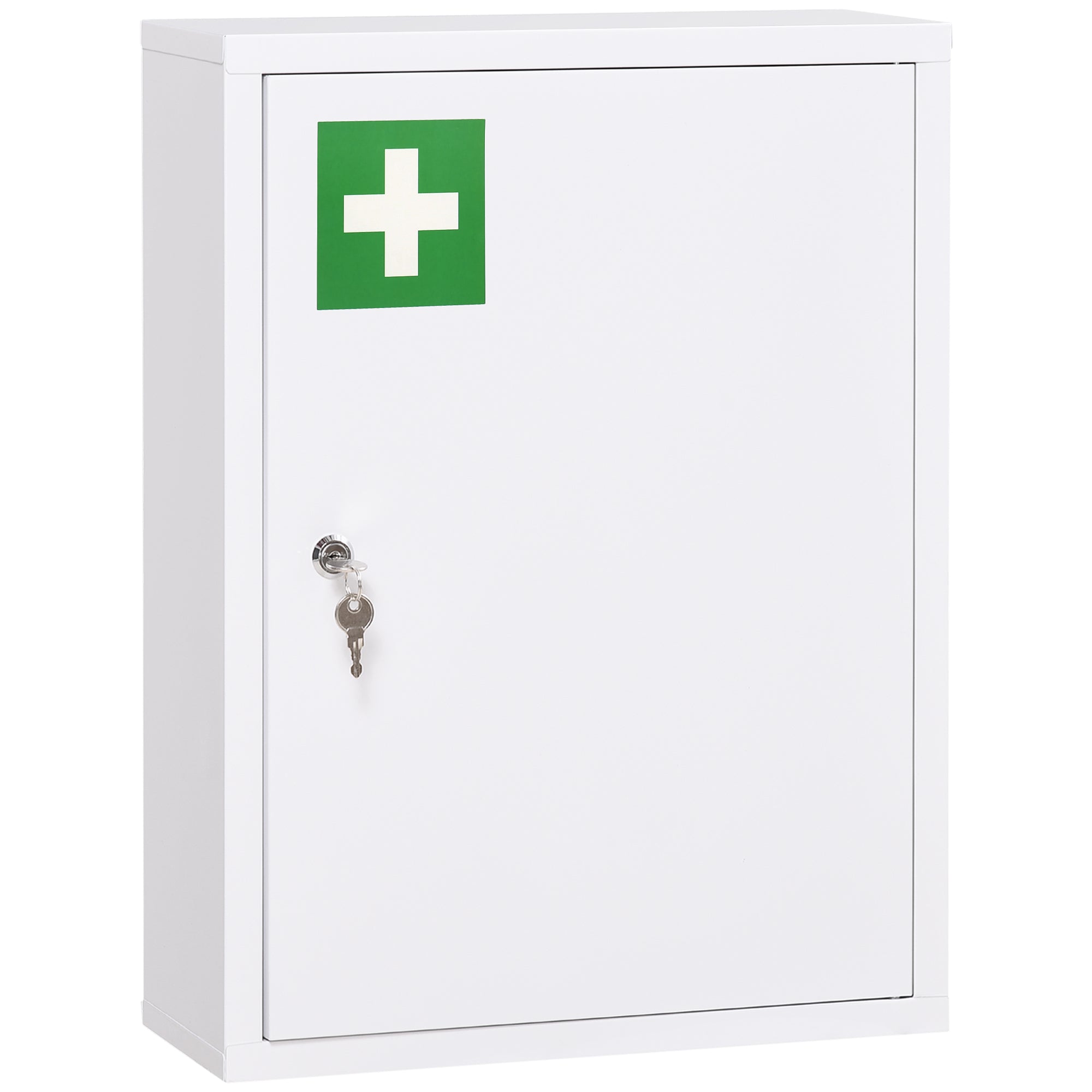kleankin Medizinschrank, 3 Fächer, abschließbare Tür, stabiles Stahlgehäuse, weiß, 40 x 15 x 53,5 cm