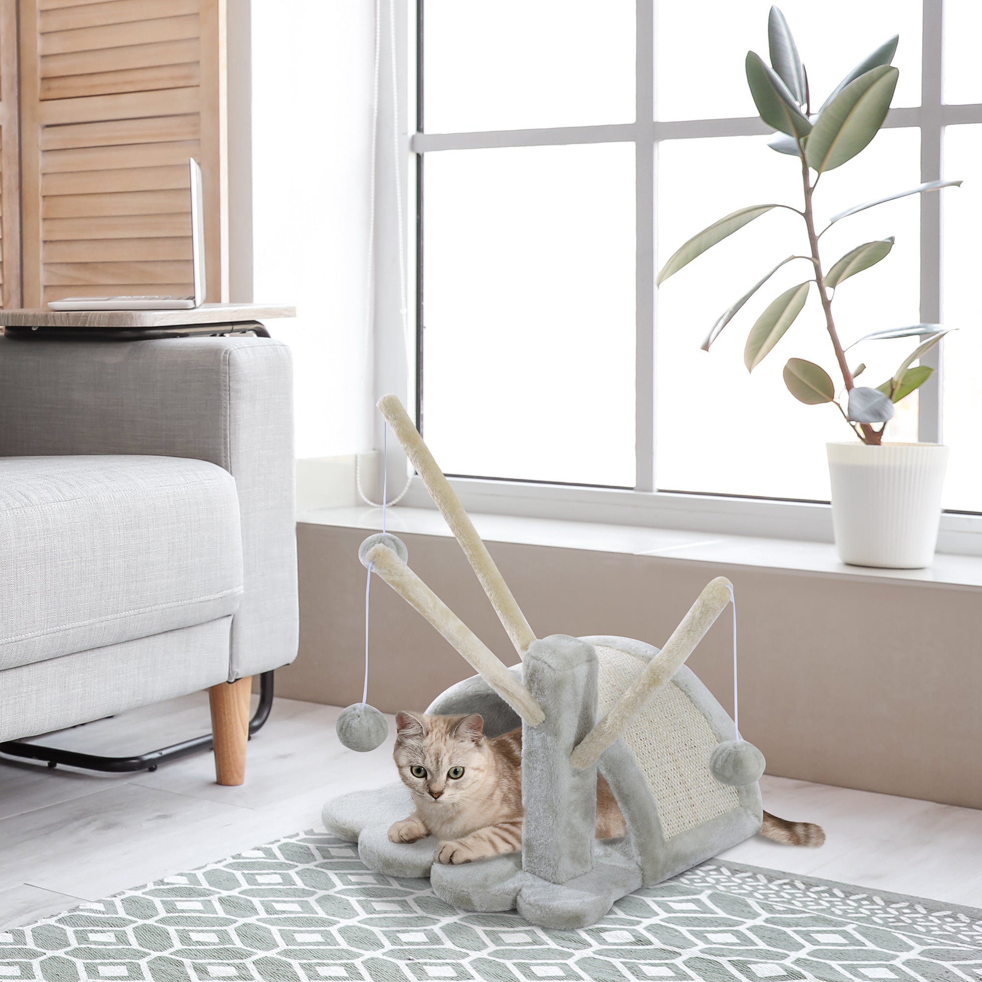 PawHut arbre à chat robuste pour chats, petit, arbre à grimper avec griffoir