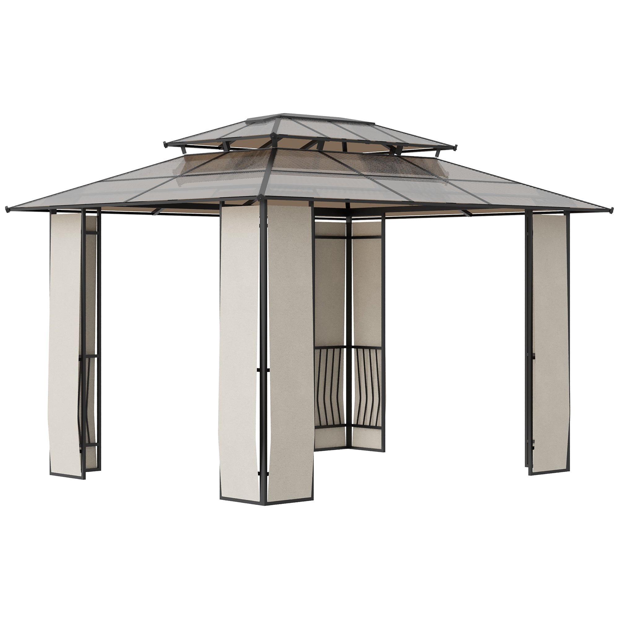 Outsunny Gartenpavillon Polycarbonat-Dach UV-Schutz Outdoor
