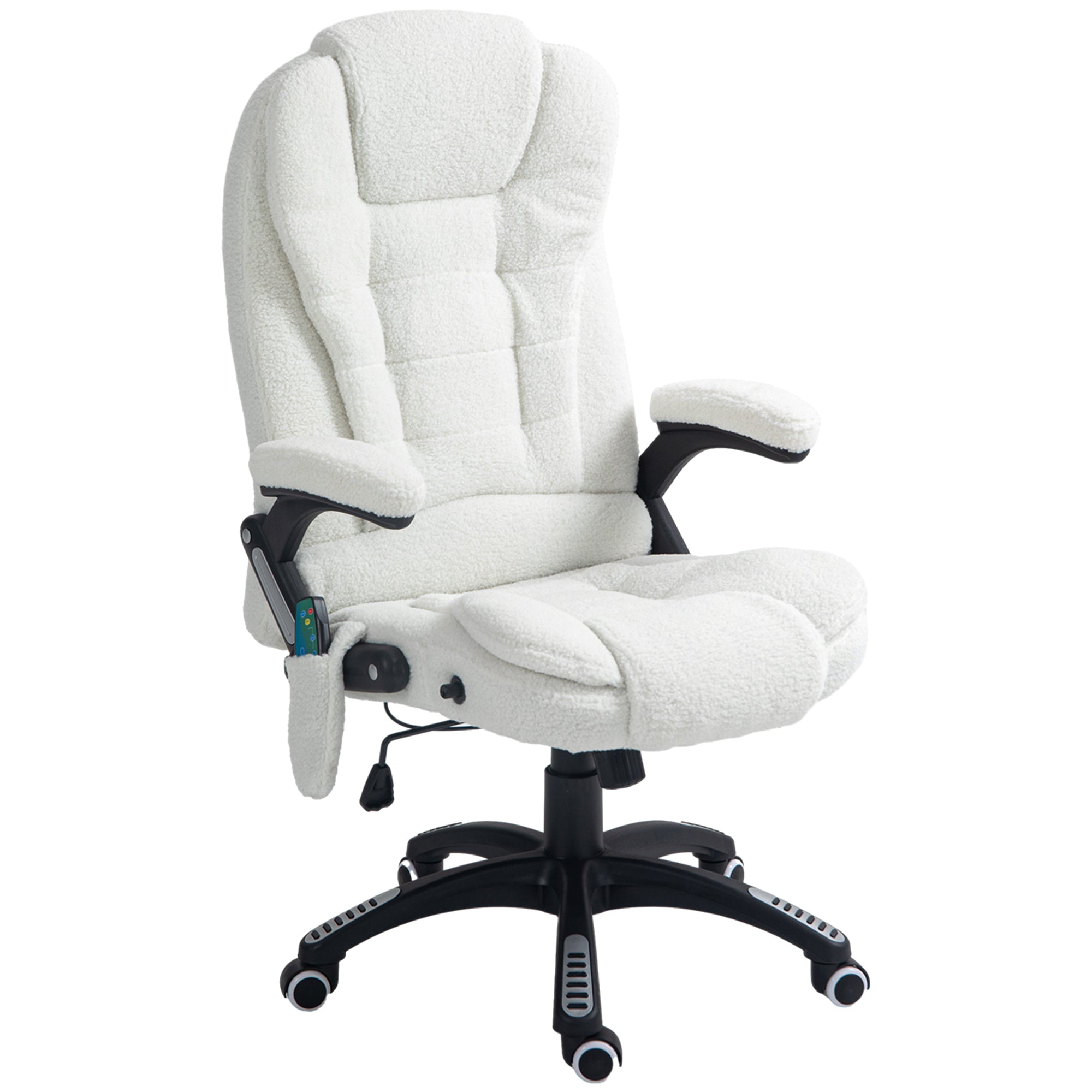 Vinsetto Bürosessel Massagefunktion Massagebürostuhl, Massagefunktion, höhenverstellbar, 67 x 74 x 107-116 cm, Weiß