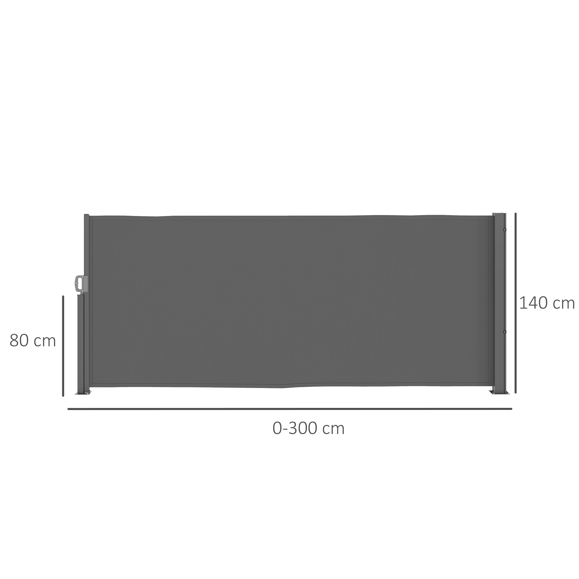 Outsunny Seitenmarkise ausziehbar blickdicht Sichtschutz mit Wandhalterung Beschichtung 300x140cm Dunkelgrau