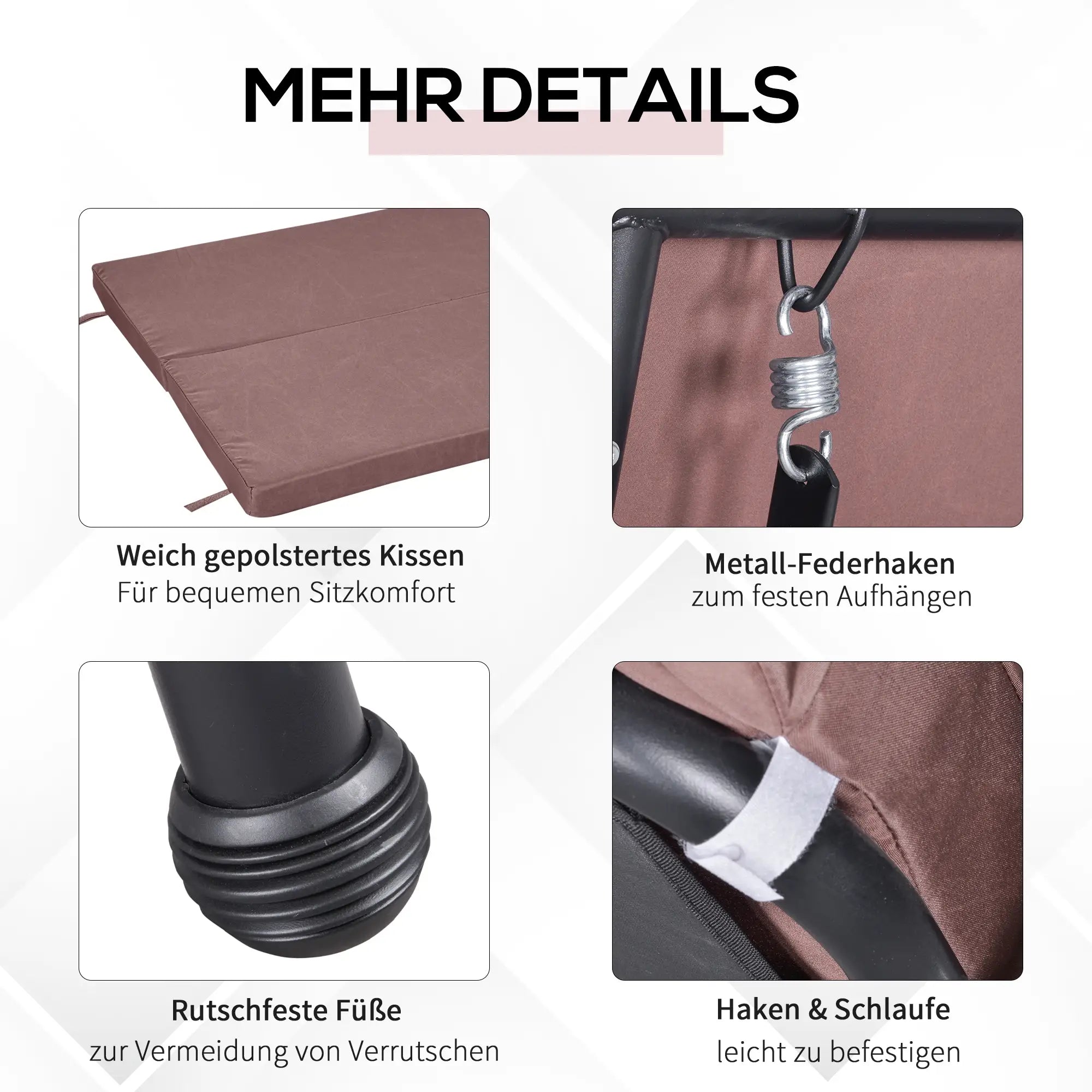 Outsunny Hollywoodschaukel 3-Sitzer Liegefunktion Sonnendach