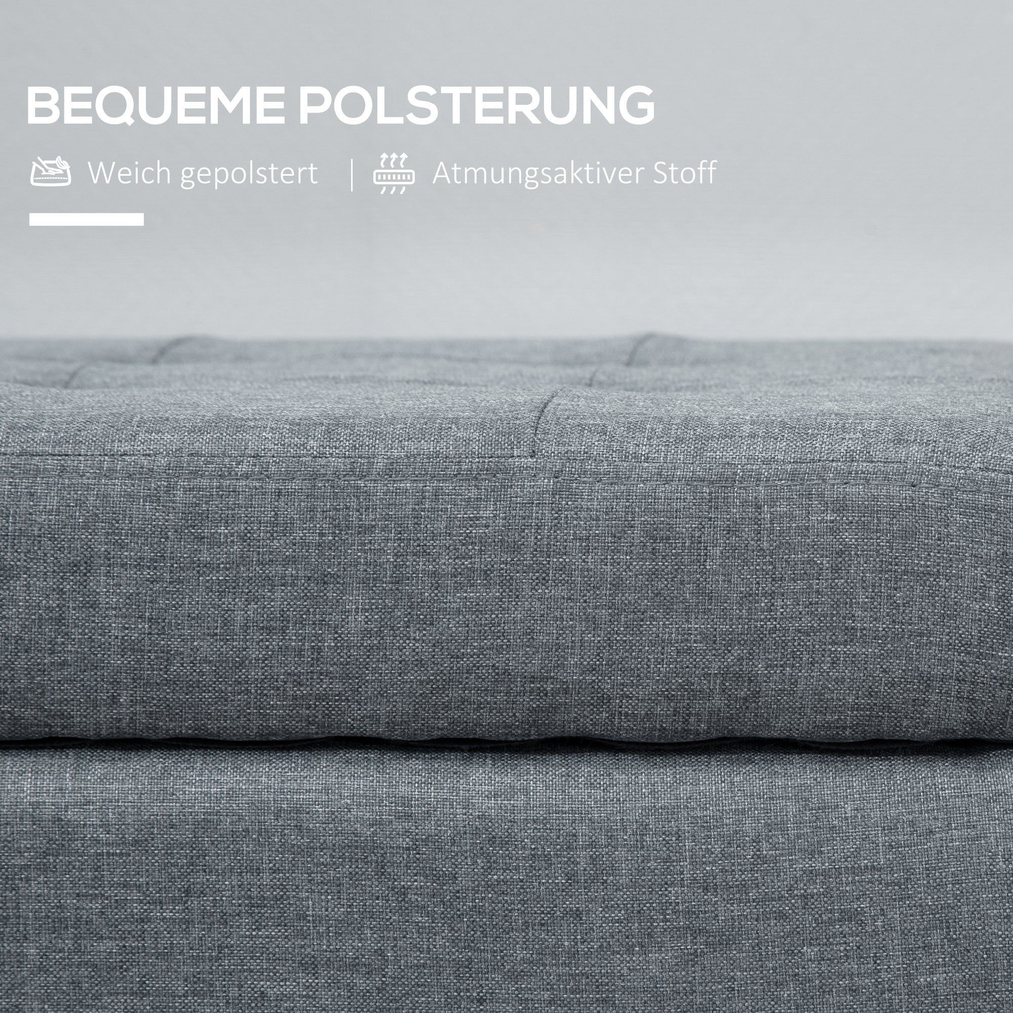 HOMCOM Sitzbank mit Stauraum, Ottomane, Flurbank, Knopfheftung,125,1 cm x 48,9 cm x 41,3 cm, Grau