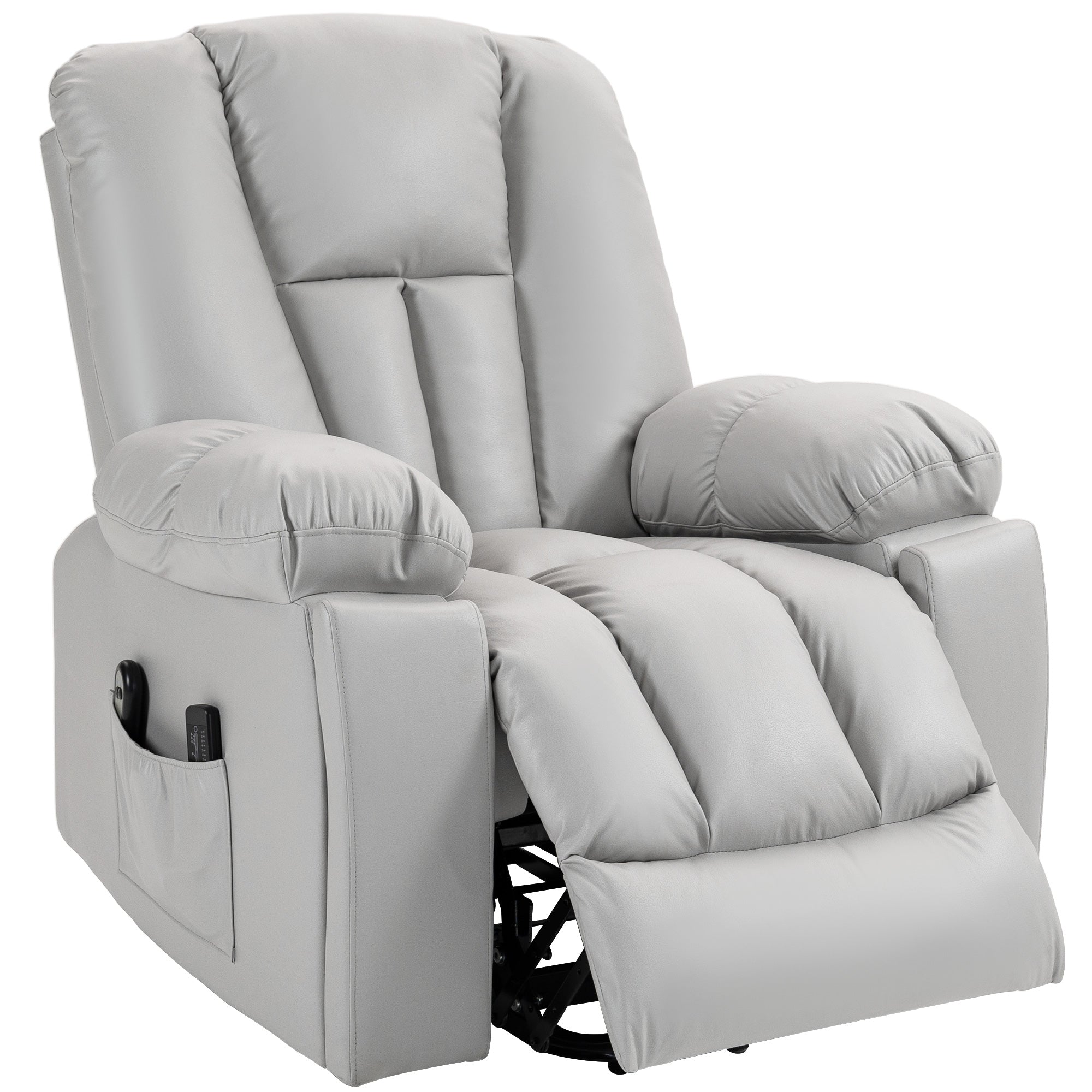 HOMCOM Massagesessel Relaxsessel Seniorensessel, Fernbedienung, Seitentaschen, 94 cm x 96 cm x 106 cm, Grau