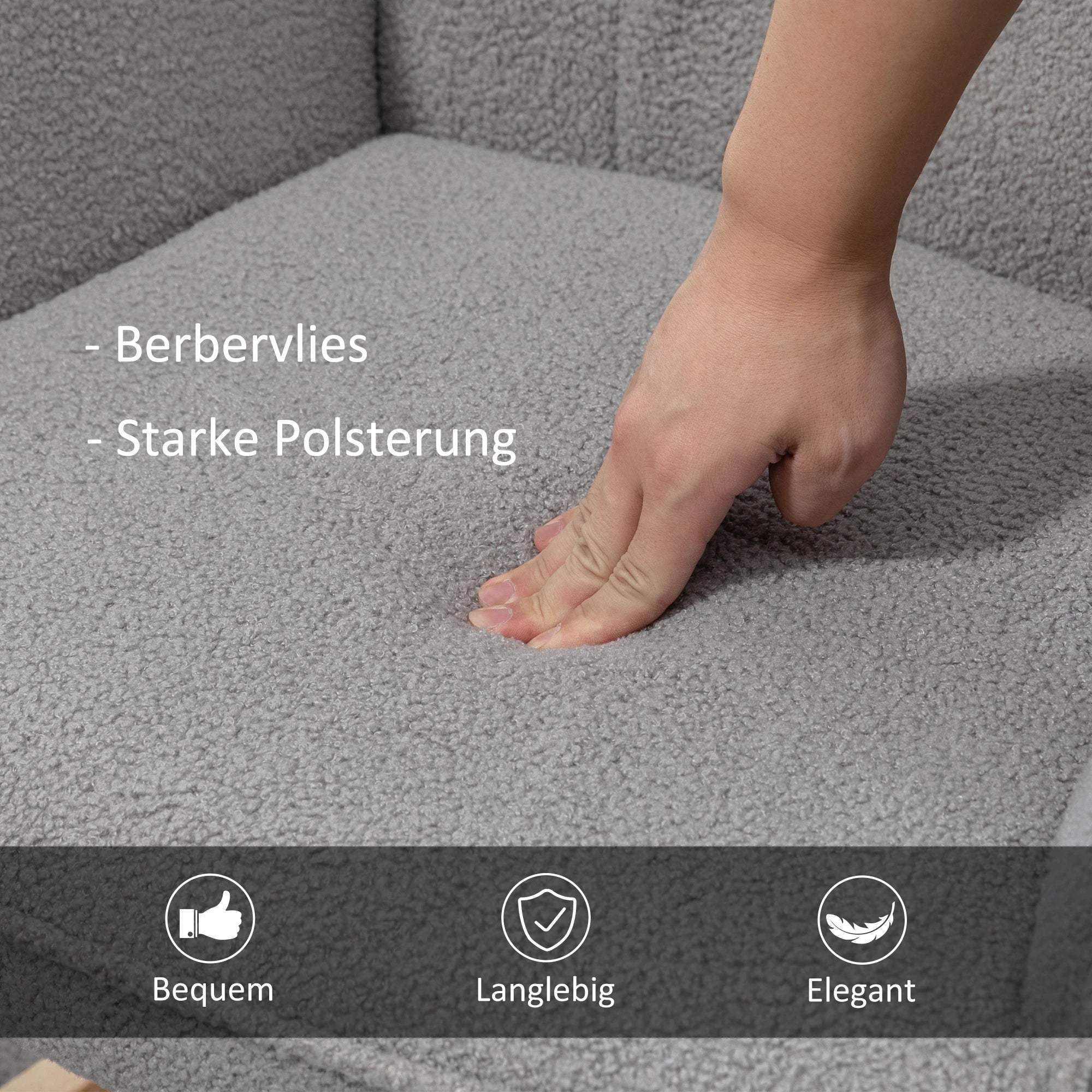 HOMCOM Schaukelstuhl im Retro-Design, Massivholz, Schwingsessel, 71 cm x 92 cm x 101 cm, Hellgrau