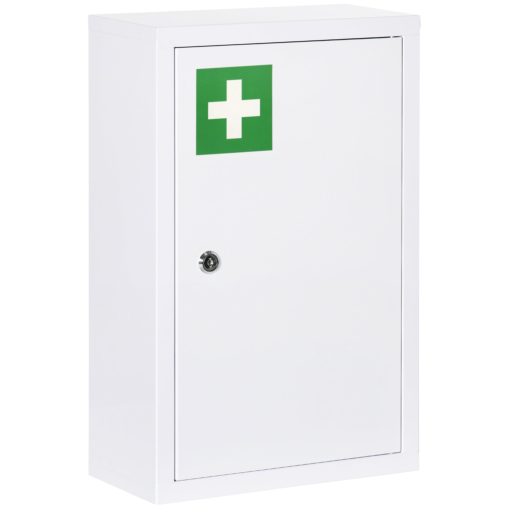 kleankin Medizinschrank, abschließbar, Einlegeböden, Stahlgehäuse, 30x14x46 cm, Weiß