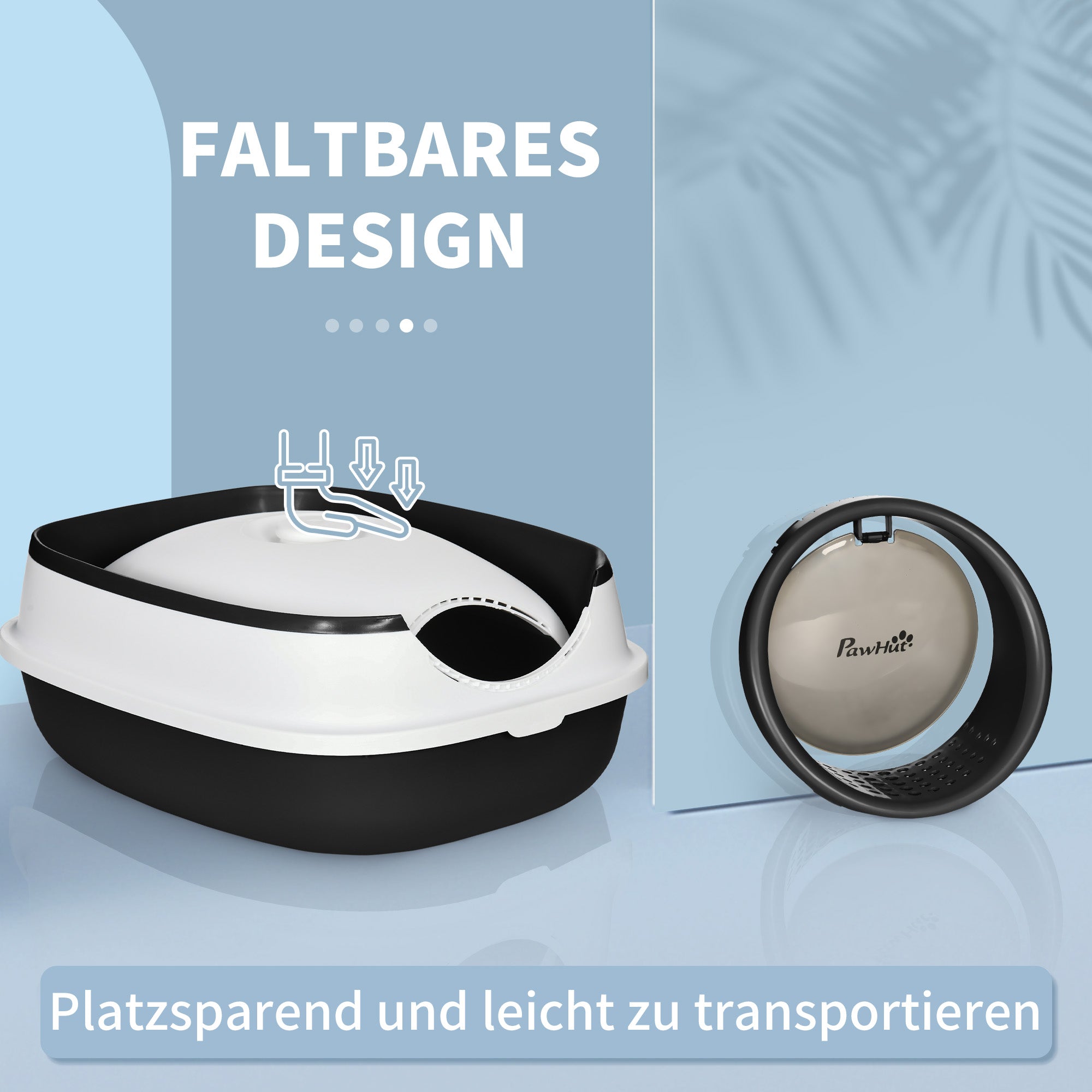 PawHut Katzentoilette, mit Deckel und Streuschaufel, für Katzen bis 5 kg, 52x41x38 cm, Weiß/Schwarz