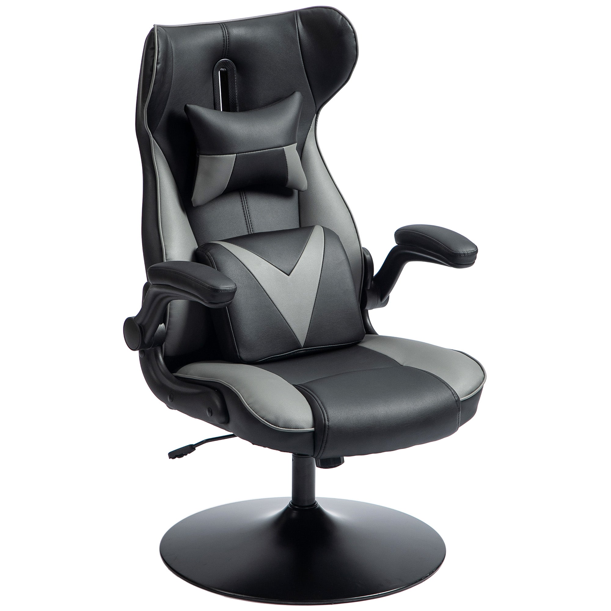 Vinsetto Gaming-Stuhl mit Schaukelfunktion, Drehstuhl, höhenverstellbar, gepolsterter Sitz, Metall, 67 x 71 x 112 cm, Grau