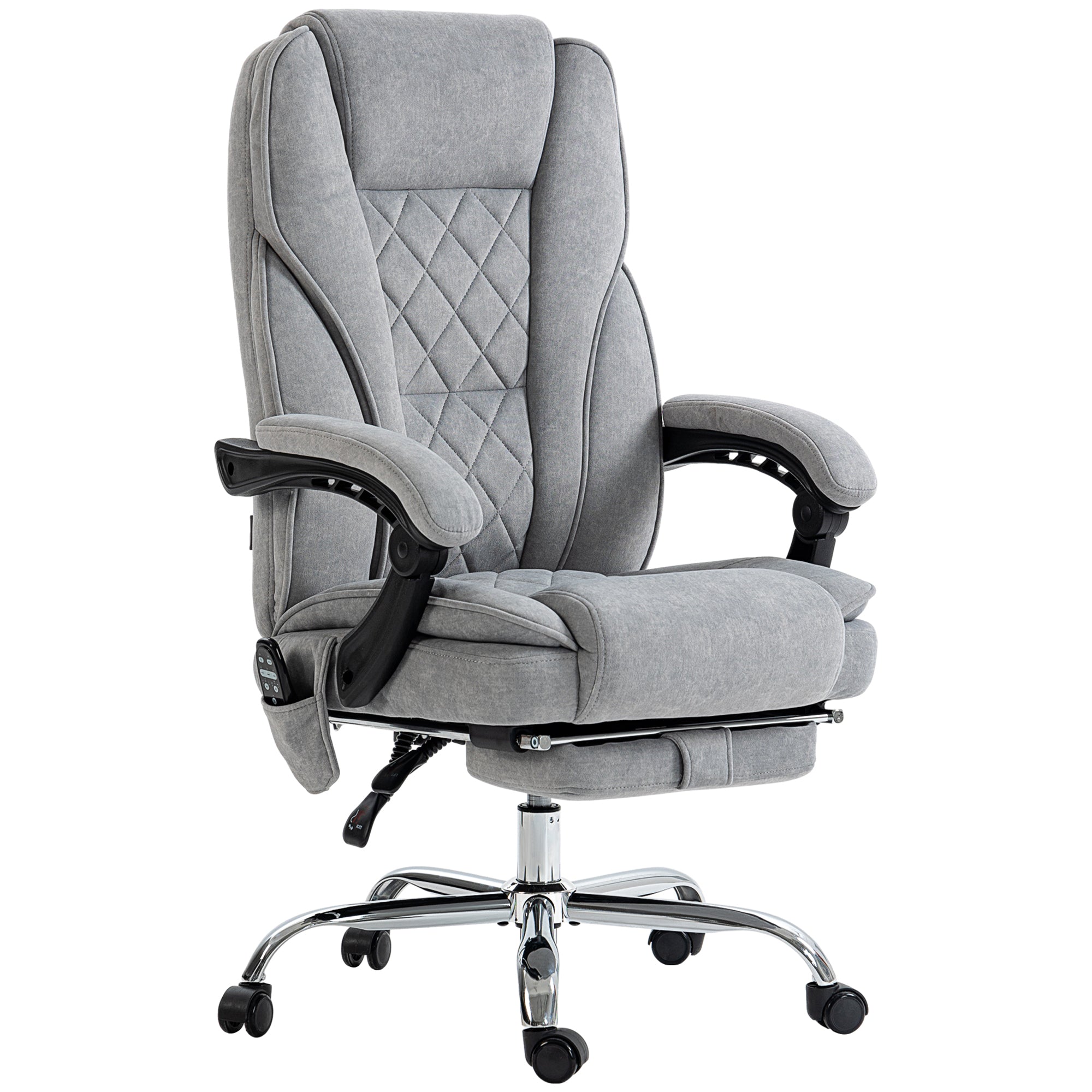 Vinsetto Ergonomischer Bürostuhl mit Massagefunktion, Fußstütze, drehbar, rollbar, Grau