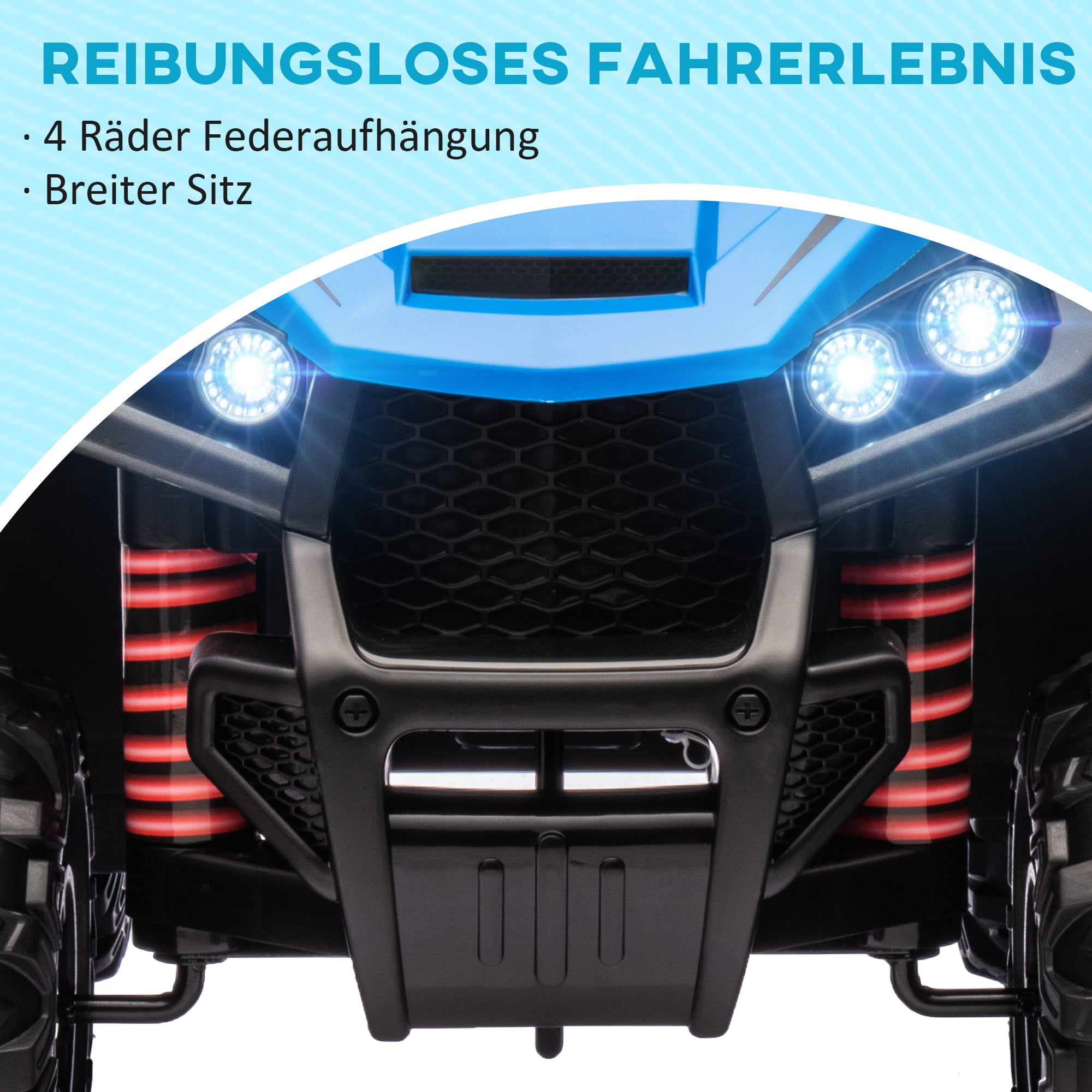 AIYAPLAY Elektro-Kinderquad, Licht & Musik, Federung, 5 km/h, 50 Min. Fahrzeit, für 3-5 Jahre, Blau