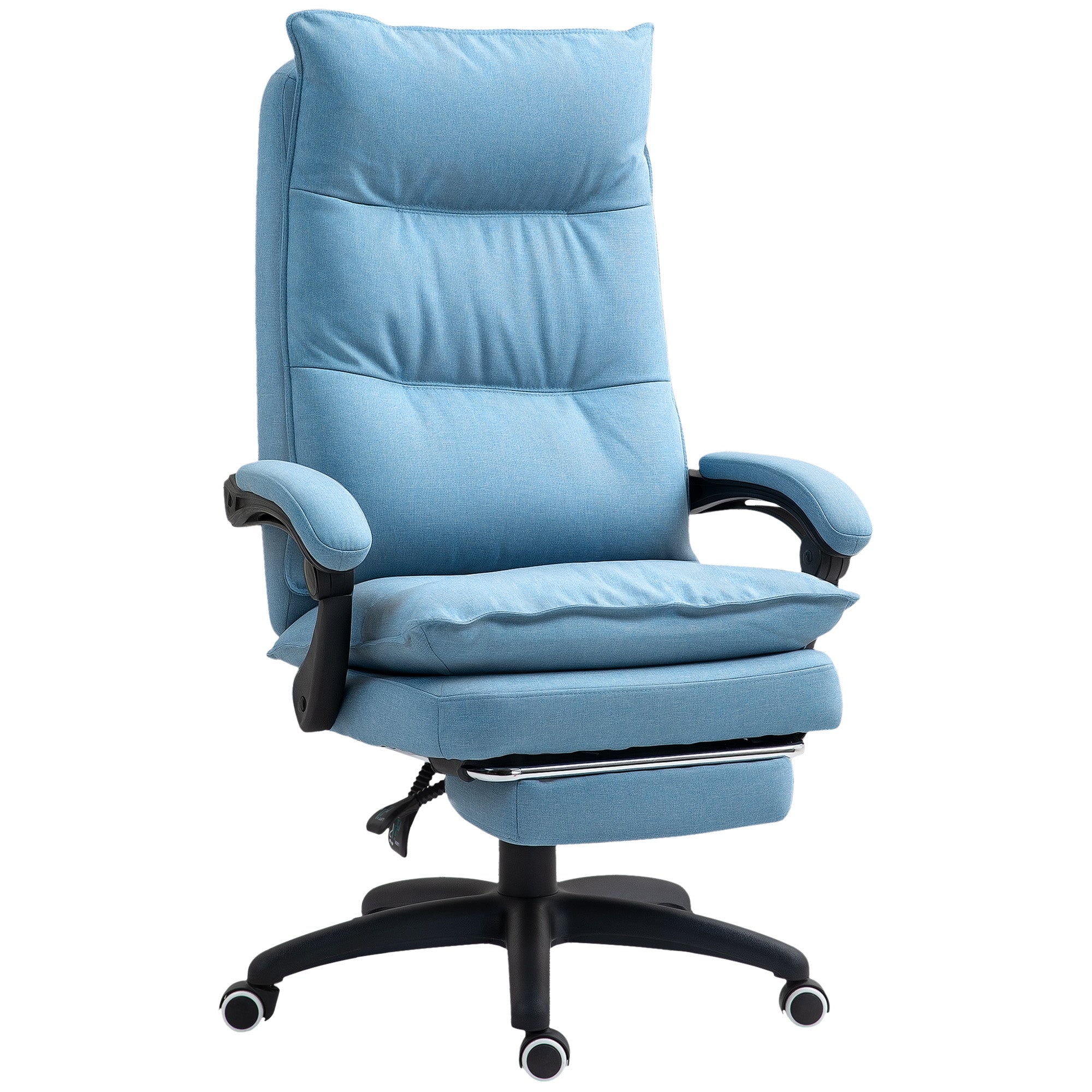 Vinsetto Massage-Bürostuhl, Schreibtischsessel mit Massagefunktion, höhenverstellbarer, ergonomischer Drehstuhl, Nylon, Blau