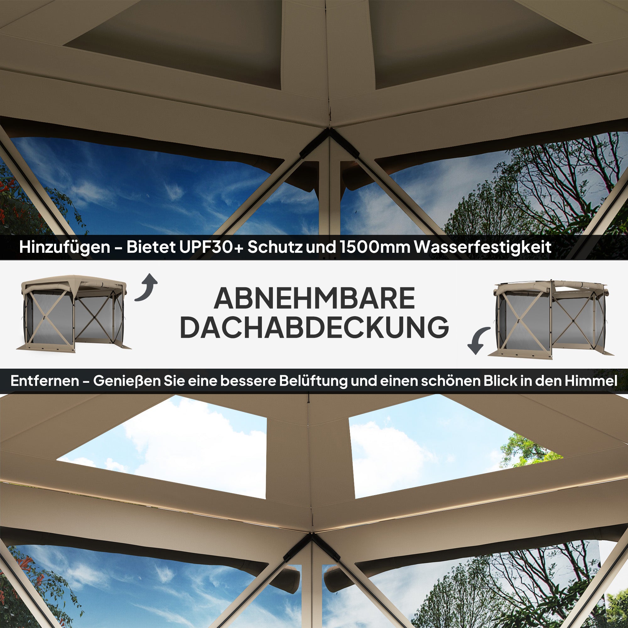 Outsunny 3 x 3,5 Pop-up-Gartenzelt mit UPF30+ Schutz, Netzwände, Tragetasche, für Gartenpartys, Camping, Khaki