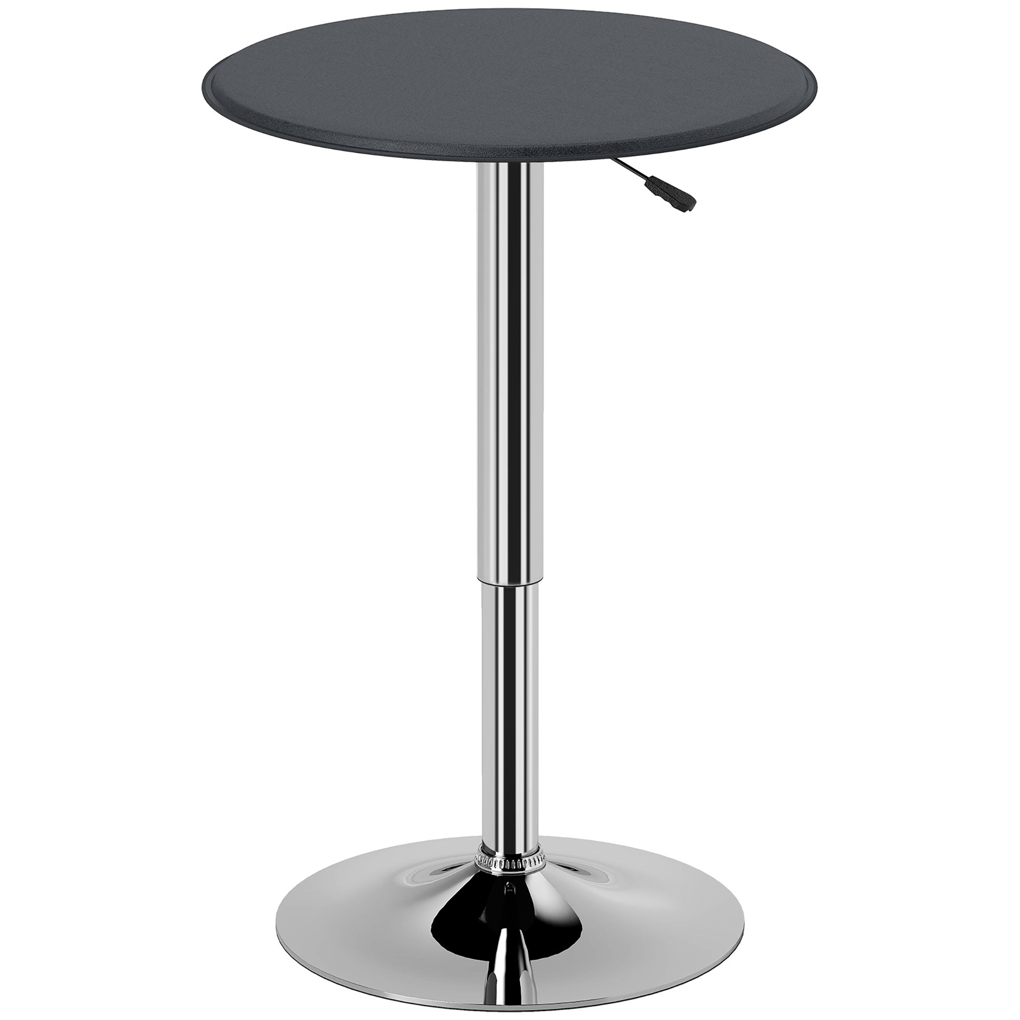 HOMCOM Bartisch, höhenverstellbar, Kunstlederbezug, Vintage-Design, Schwarz + Silber