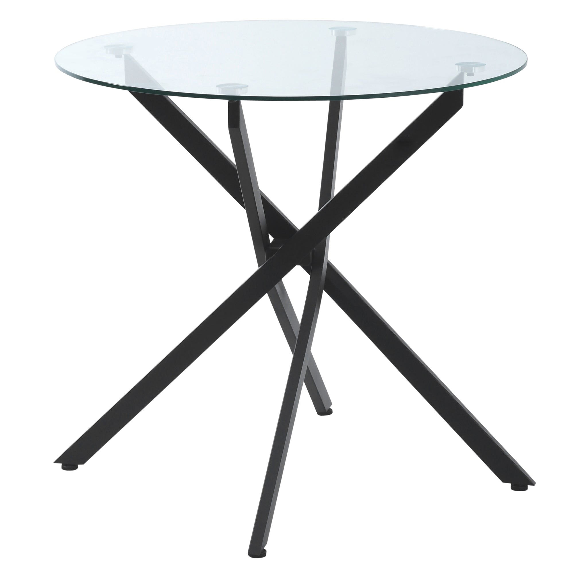 HOMCOM Moderner Glas-Esstisch, 80 cm Durchmesser, Küchentisch mit gehärteter Glasplatte und Metallbeinen, für 4 Personen