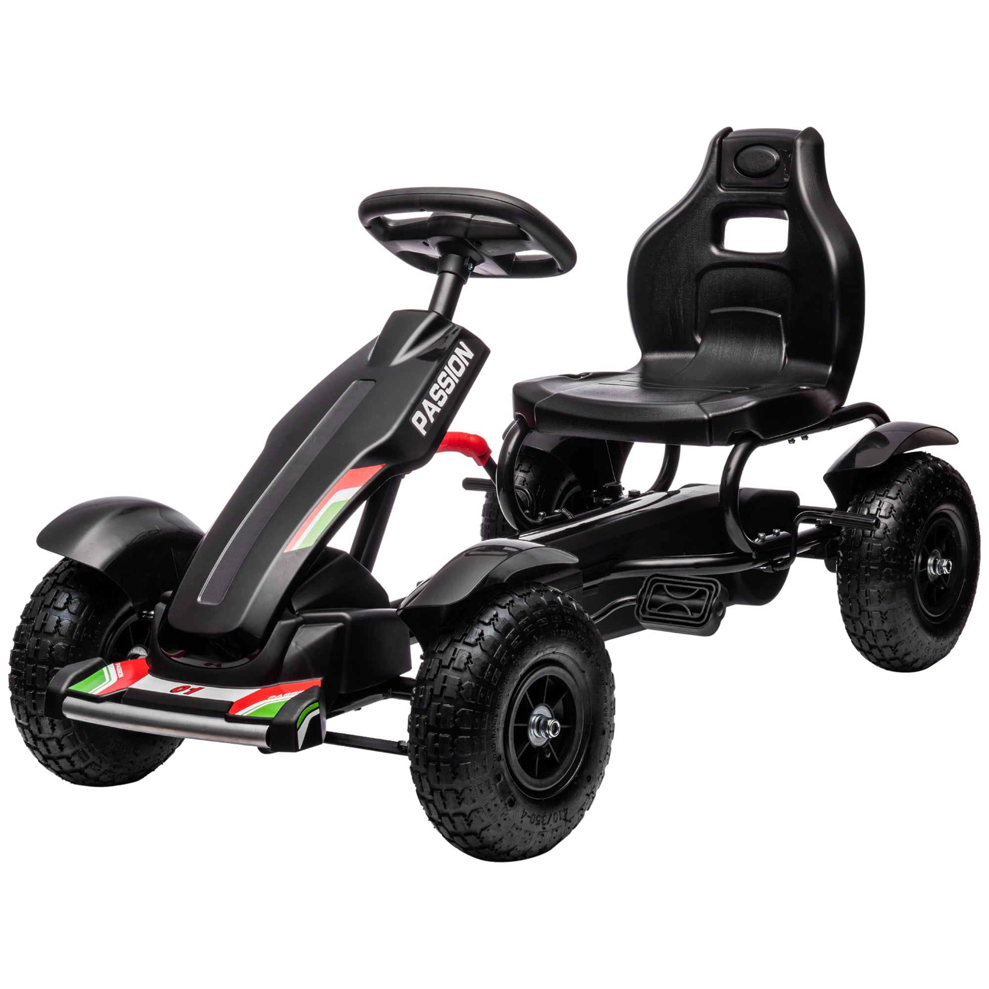 HOMCOM Kinder-Gokart, verstellbarer Sitz, Handbremse, ab 5 Jahren, 121 x 58 x 61 cm, Schwarz