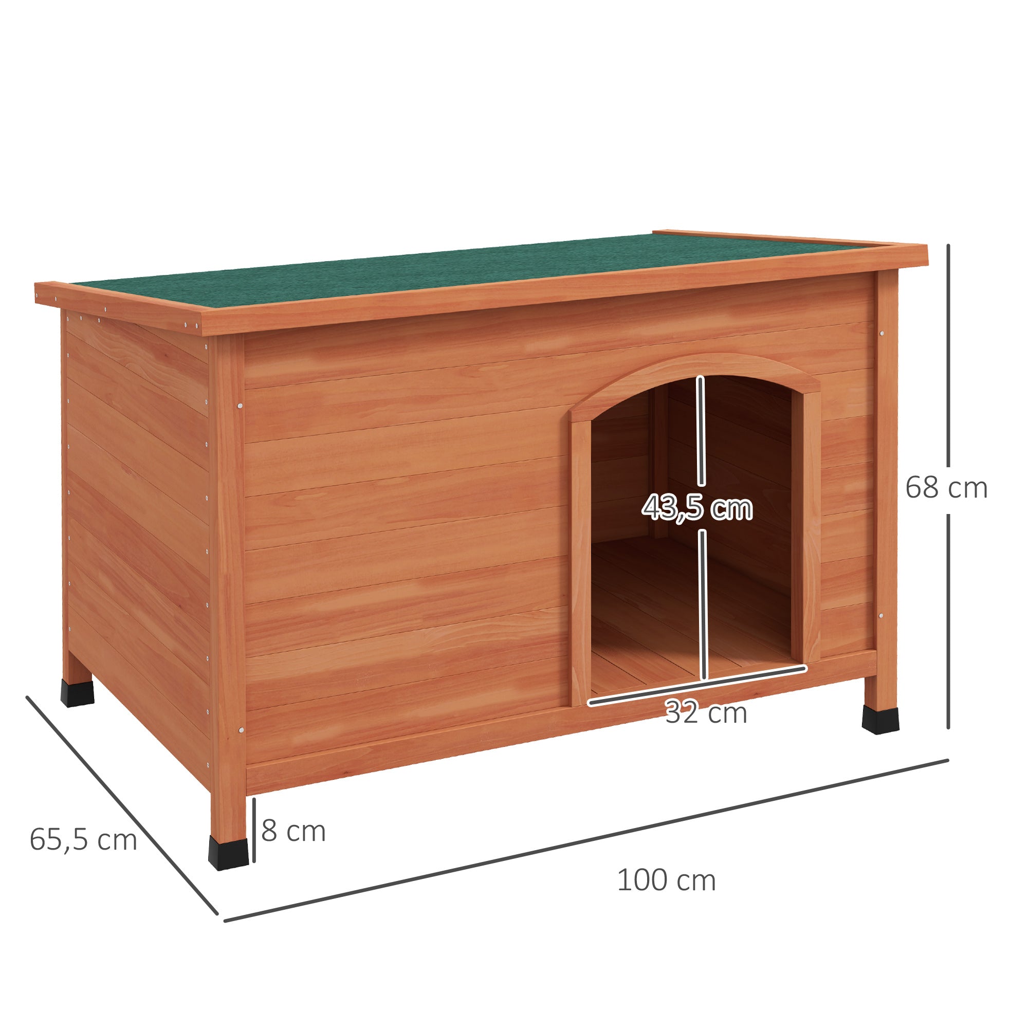 PawHut Hundehütte Hundehütte aus Holz Hundehütte XXL, 100 cm x 65,5 cm x 68 cm, Braun + Grün