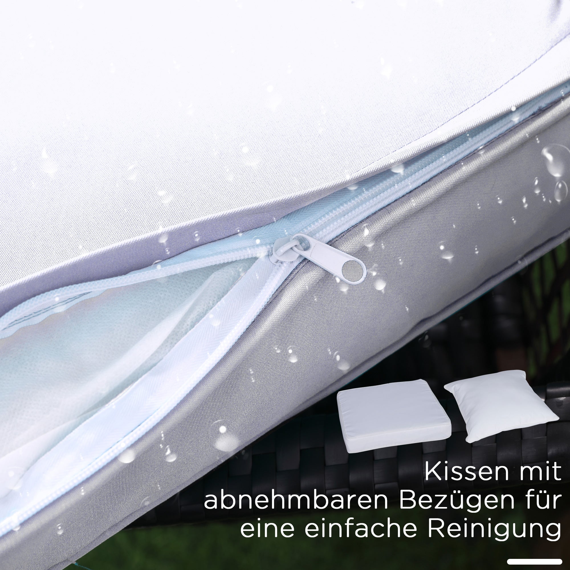 Outsunny Gartenmöbel-Set für 2 Personen, 2 Schaukelstühle, 1 Tisch, inkl. Polster, Braun + Weiß