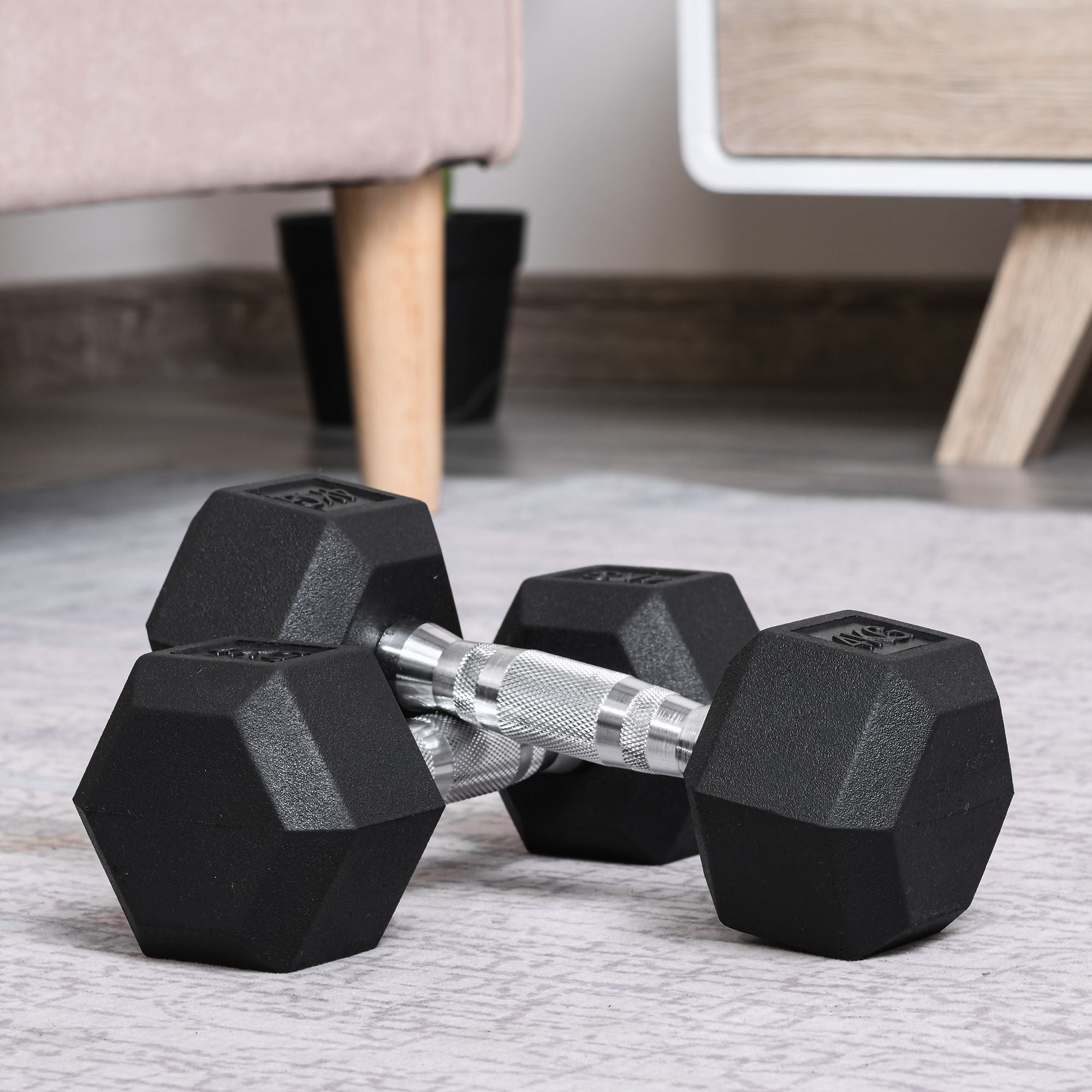 HOMCOM Hantelset, 2er Set Hanteln mit gerändeltem Griff, Kurzhantelset aus Gusseisen, 2 x 4 kg, Kurzhanteln für Männer und Frauen, Dumbbell Set für Zuhause, Fitnessstudio, Krafttraining