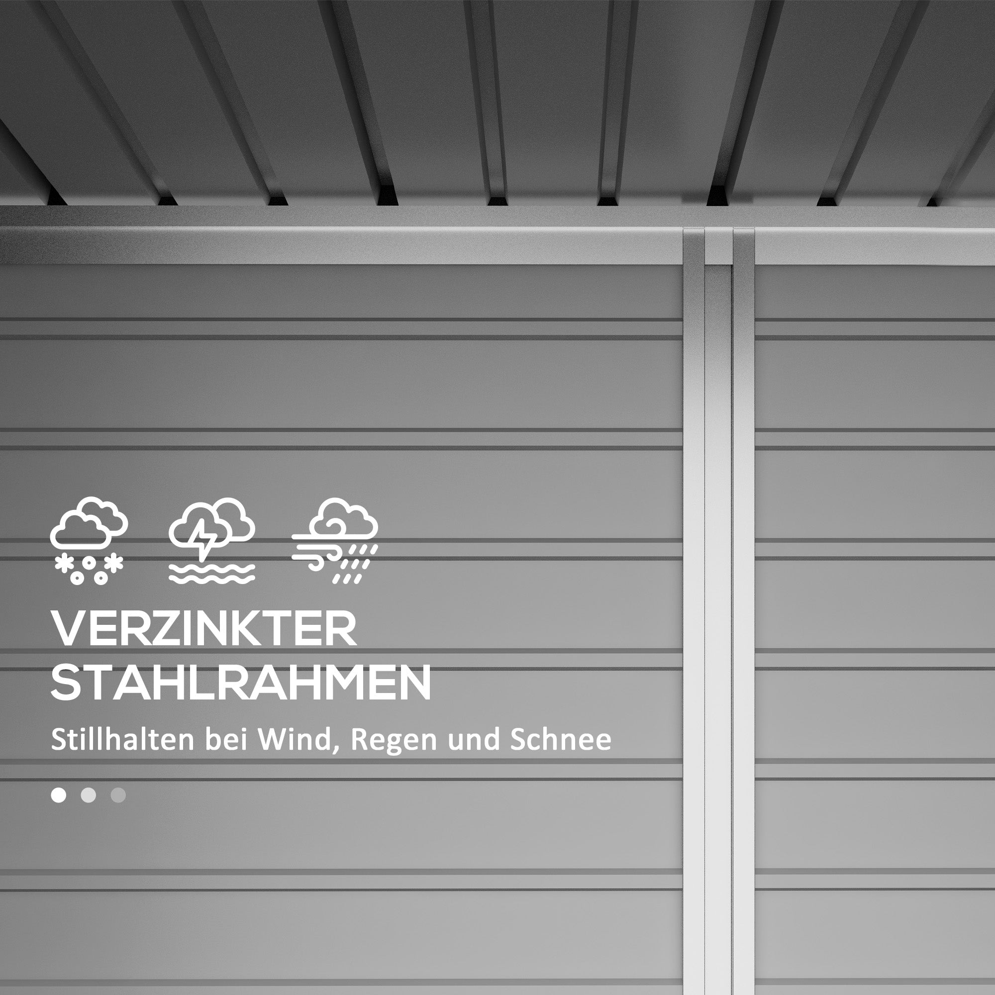 Outsunny Gerätehaus, Metall-Gartenhaus mit Pultdach, 249 x 121 x 166/183 cm, Einfache Montage, mit Doppeltüren, Grün