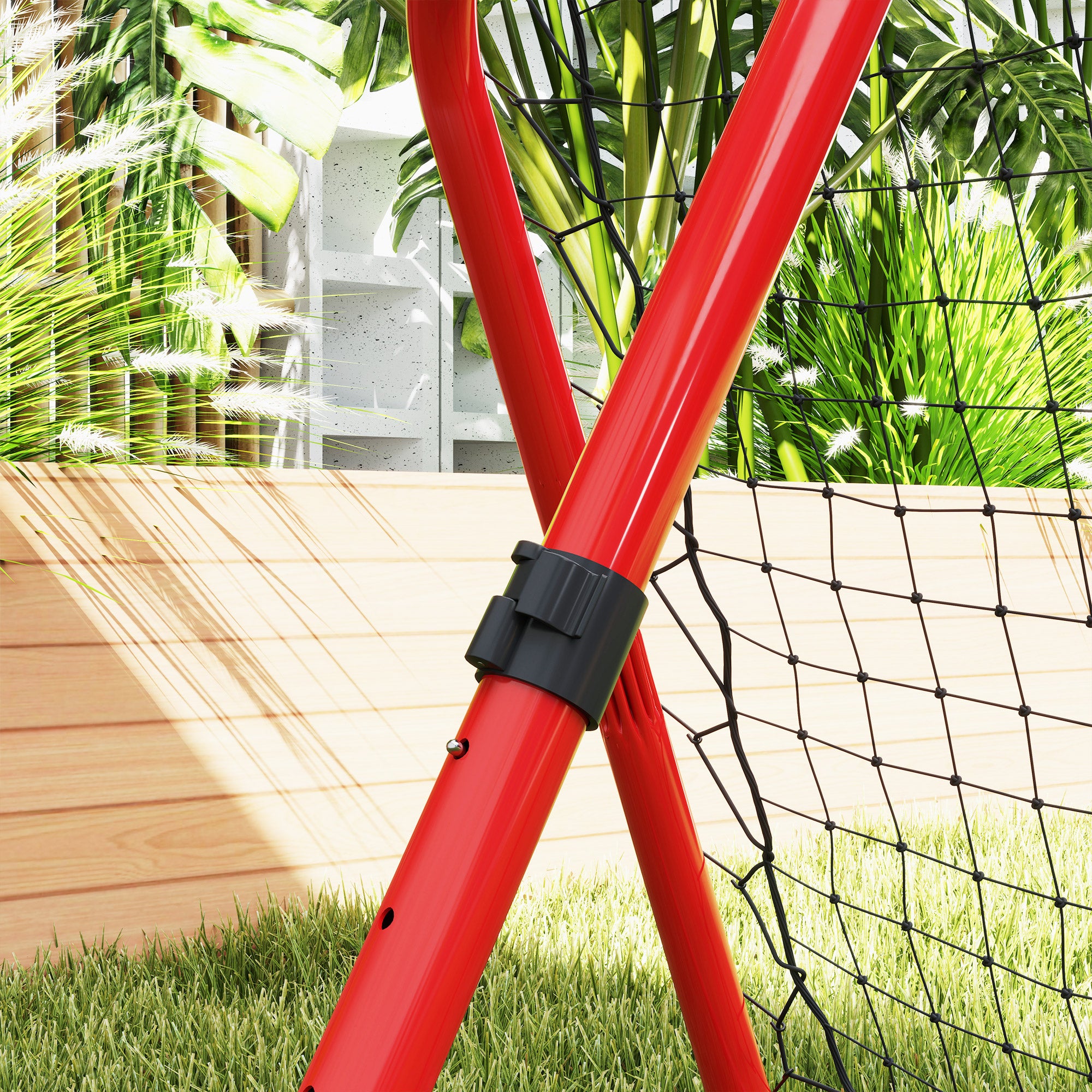 HOMCOM Fußball Rebounder-Netz, klappbar, Rückprallwand, Verstellbar in 5 Stufen, Metall, 78 x 84 x 65-78 cm, Rot