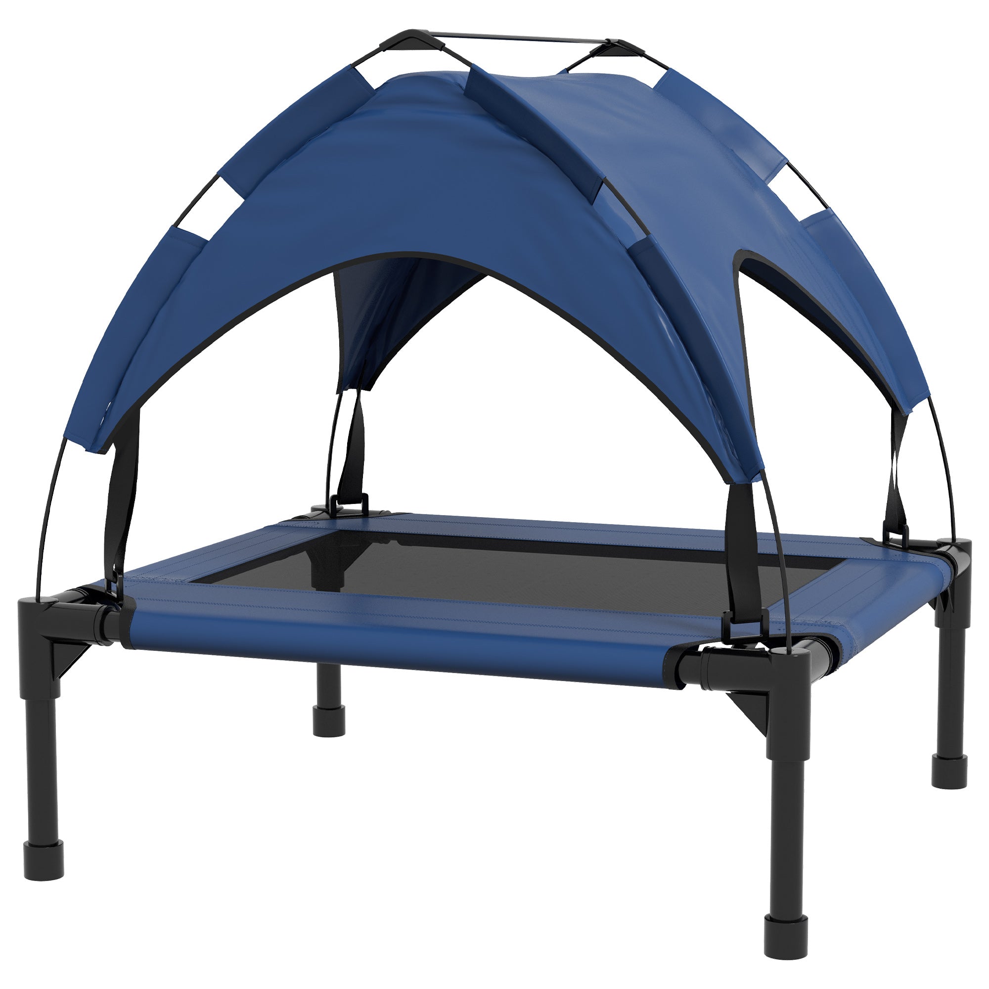 PawHut Hundebett mit Dach, atmungsaktiv, wasserabweisend, bis 20 kg, 76 x 61 x 69,5 cm, Dunkelblau