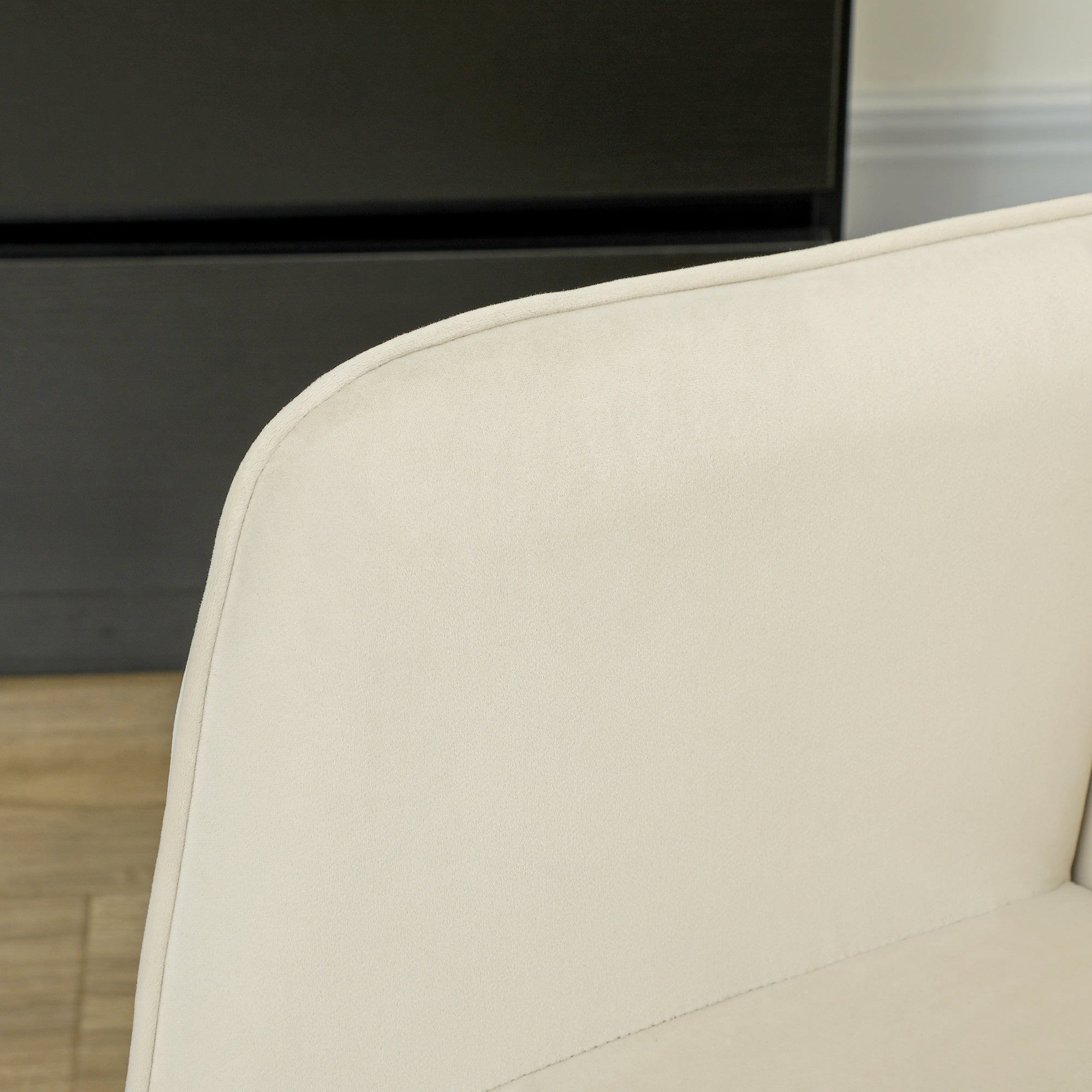 HOMCOM Schaukelstuhl, dicke Polsterung, breite Rückenlehne, Buchenholz/Stahlrahmen, bis 120 kg, Beige