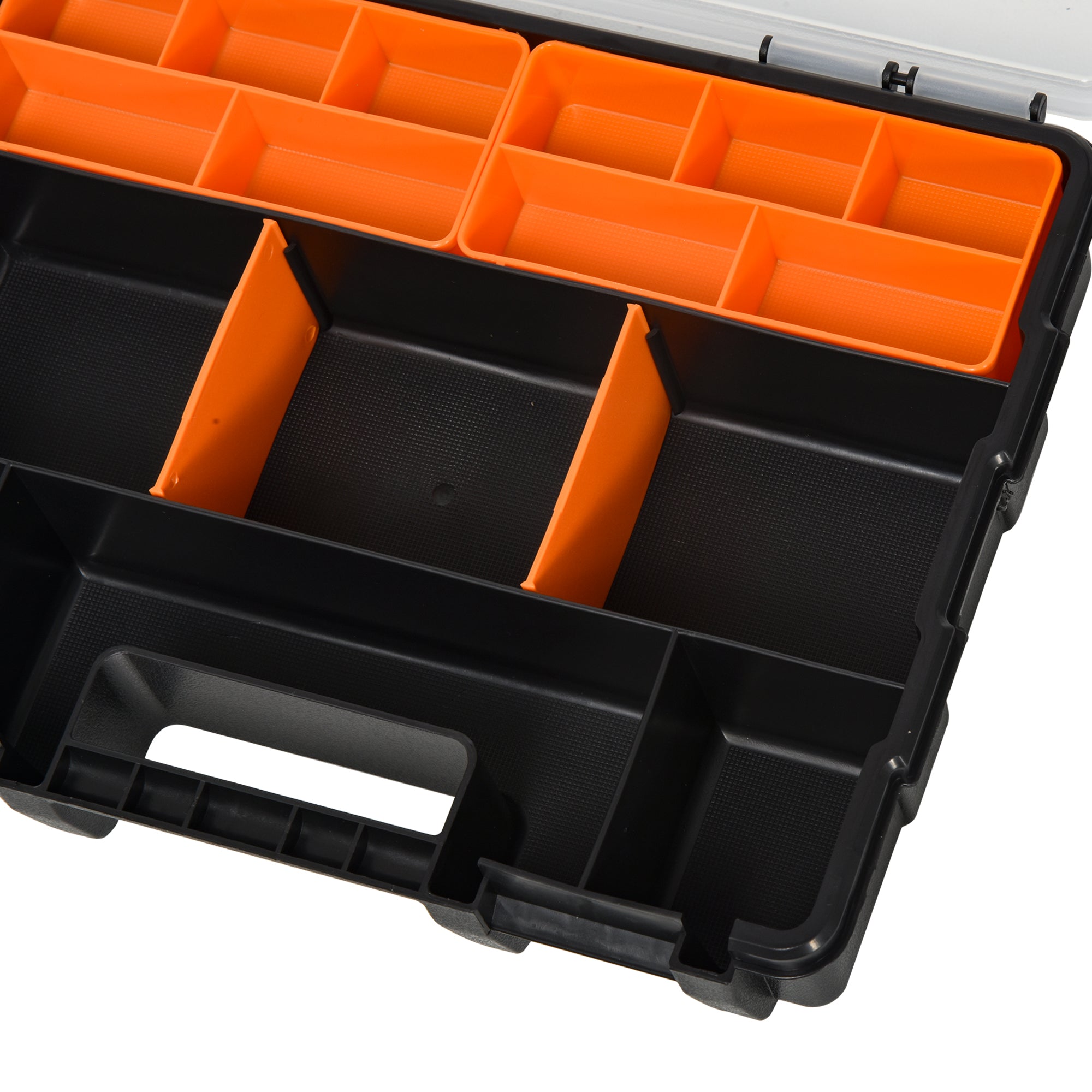 DURHAND 4PCS Werkzeugaufbewahrung Box Multifunktionales Werkzeugbox Sortierkasten Kleinteilemagazin Teile Kunststoff Orange+Schwarz 28,7 x 22,5 x 5,5 cm