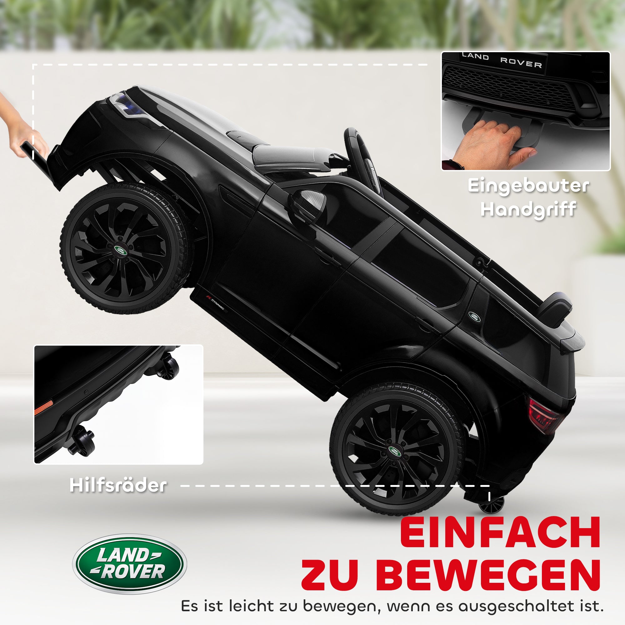 AIYAPLAY Kinder-Elektroauto, 12V Kinderfahrzeug mit Fernbedienung, LED-Lichtern, Musik und Hupe, 3-6 Jahre, Schwarz