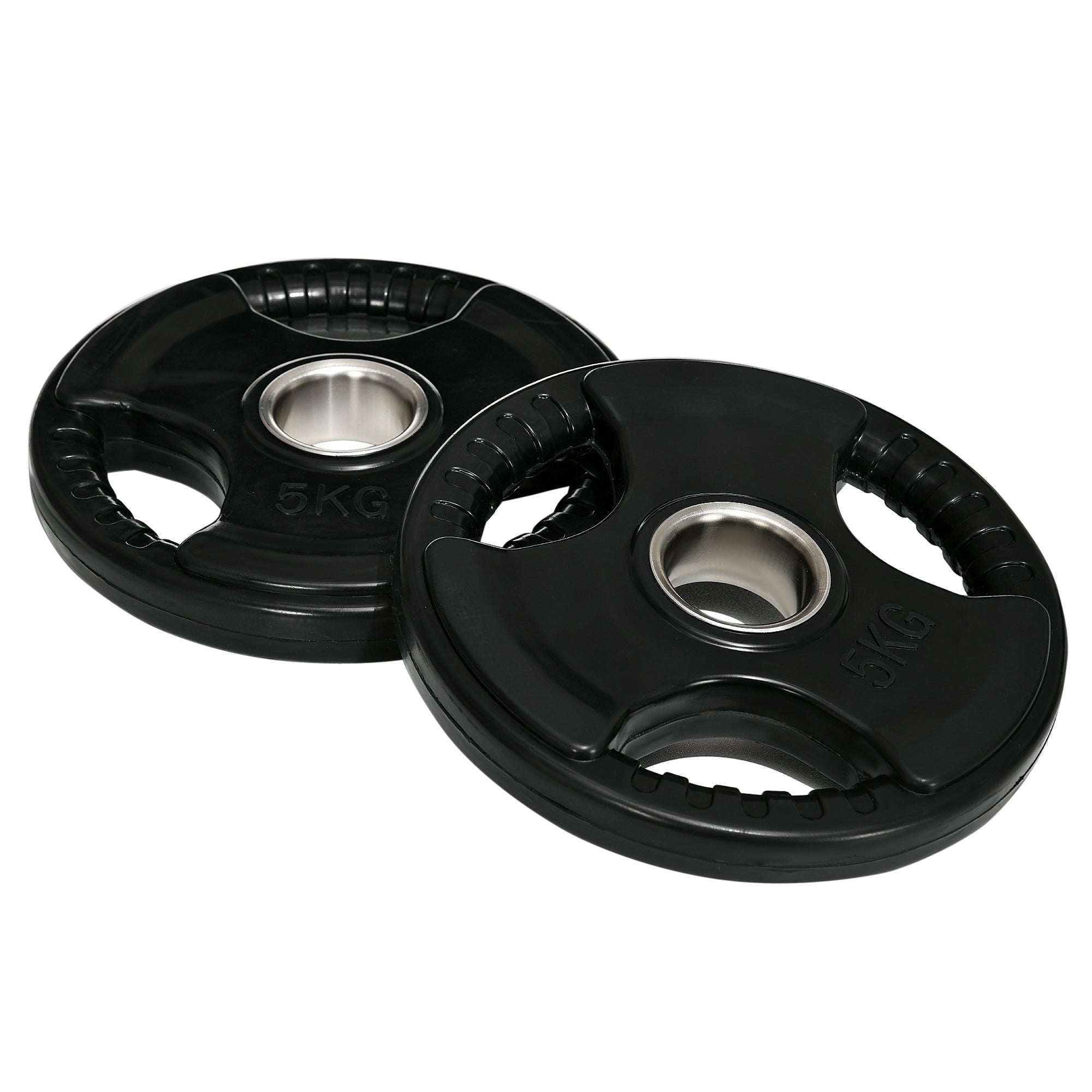 SPORTNOW Hantelscheibe, 2er-Set, 5 kg pro Scheibe, drei Griffe, bodenschonender Gummimantel, Metall