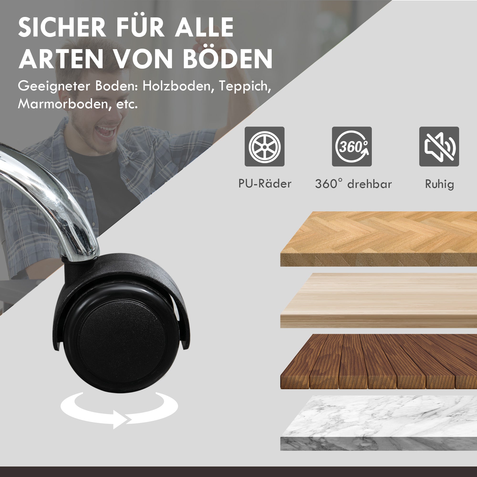 Vinsetto Verstellbarer Bürostuhl mit 6 Massagepunkten, Wärmefunktion, Fußstütze, Kunstleder, Schwarz