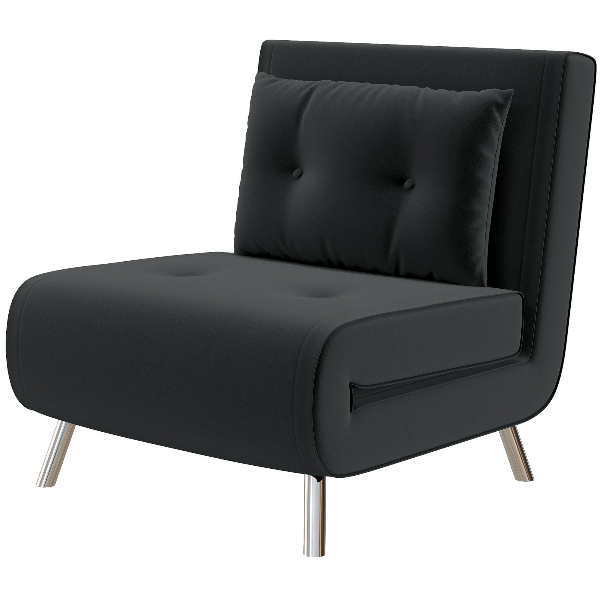 HOMCOM Liegesessel Sessel mit Liegefunktion Schlafsessel, Knopfheftung, Leinenoptik, 77 cm x 88 cm x 83 cm, Schwarz