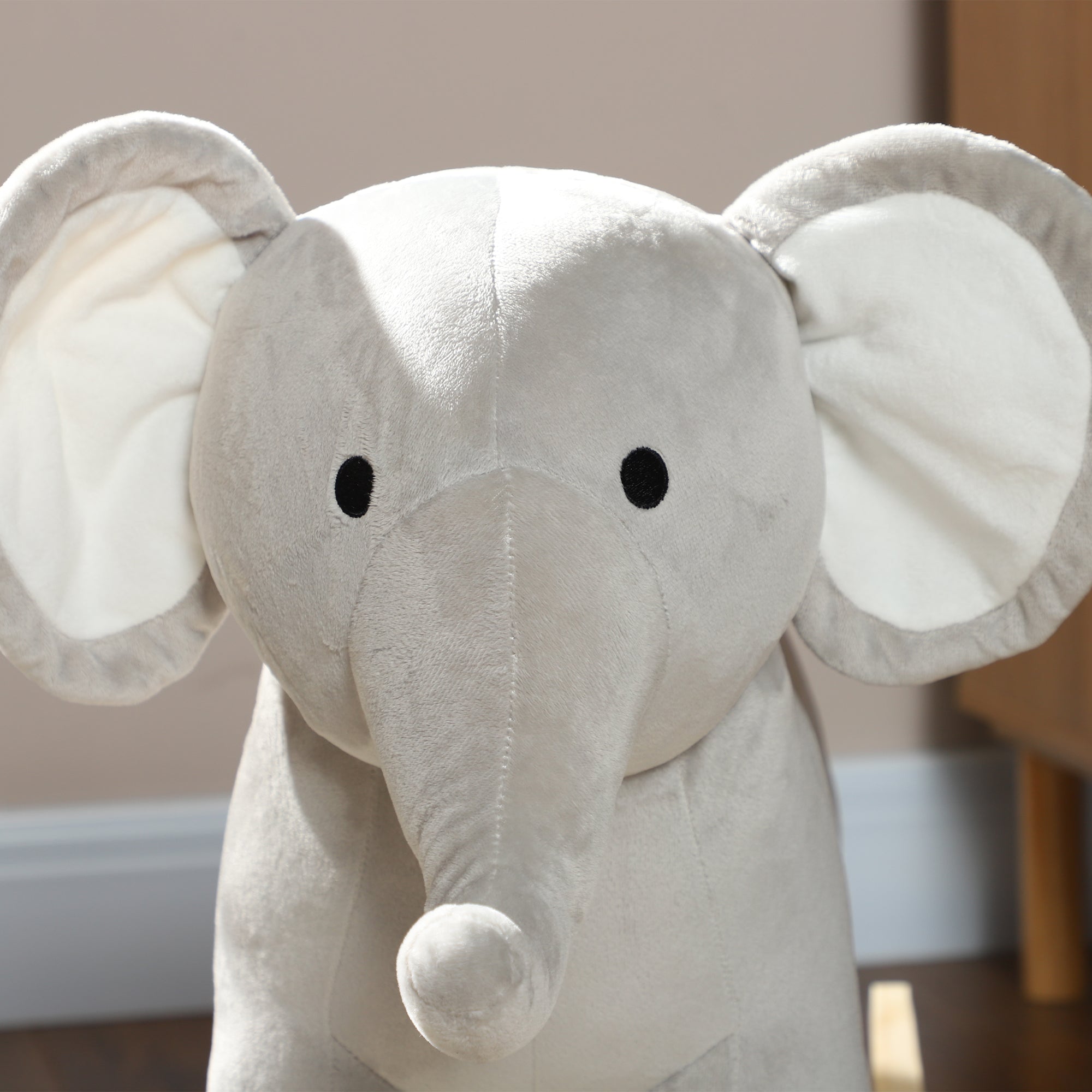 AIYAPLAY Schaukelpferd, Elefant, Soundeffekte, sichere Basis, für 2-4 Jahre, 64,5x31x52 cm, Grau
