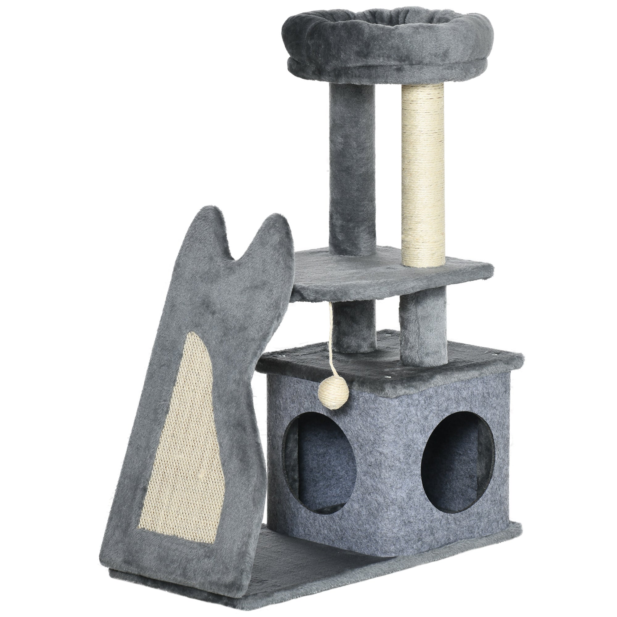 PawHut Kratzbaum Katzenbaum mit Spielball und Häuschen