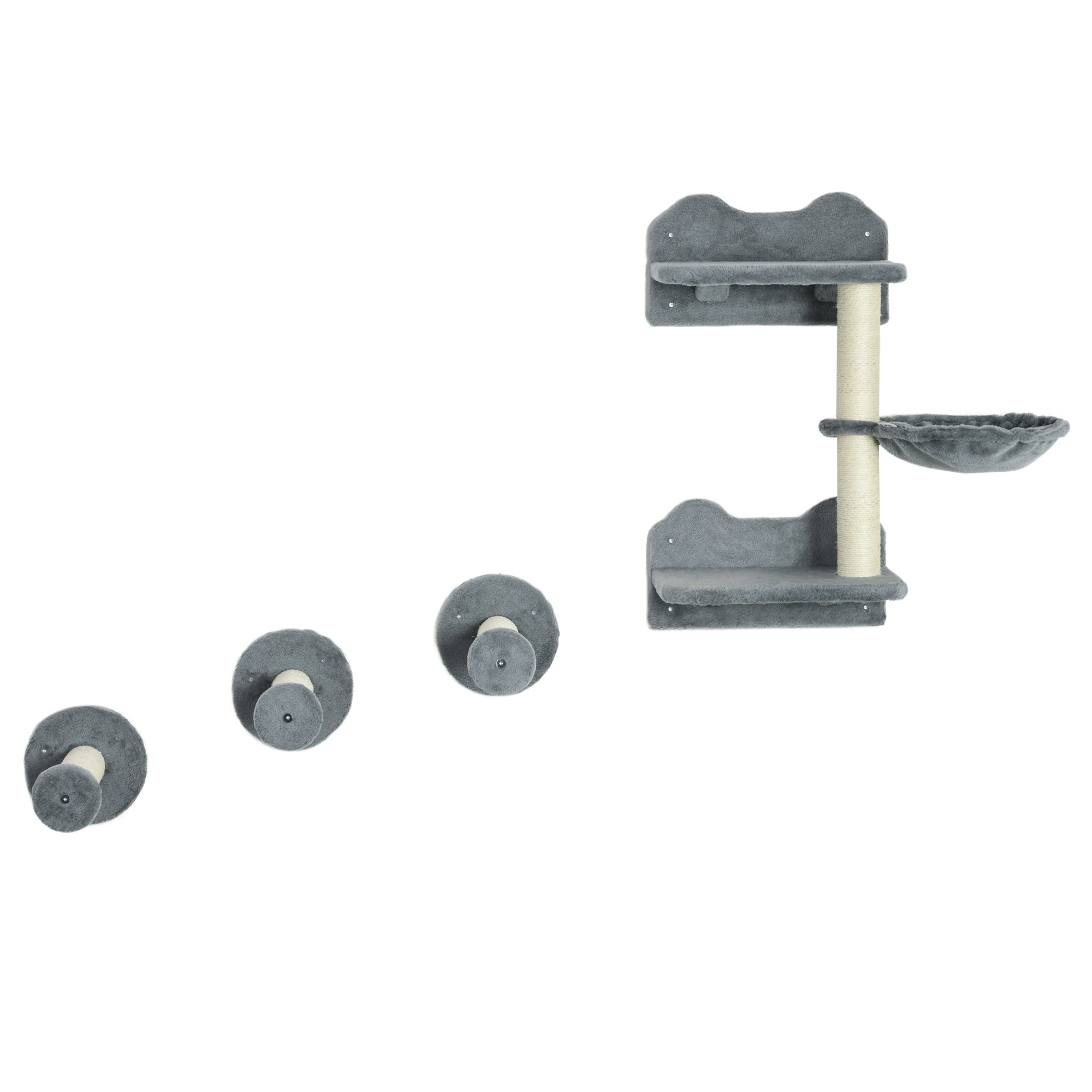Ensemble de murs d'escalade pour chats PawHut, mur d'escalade, escalier pour chats