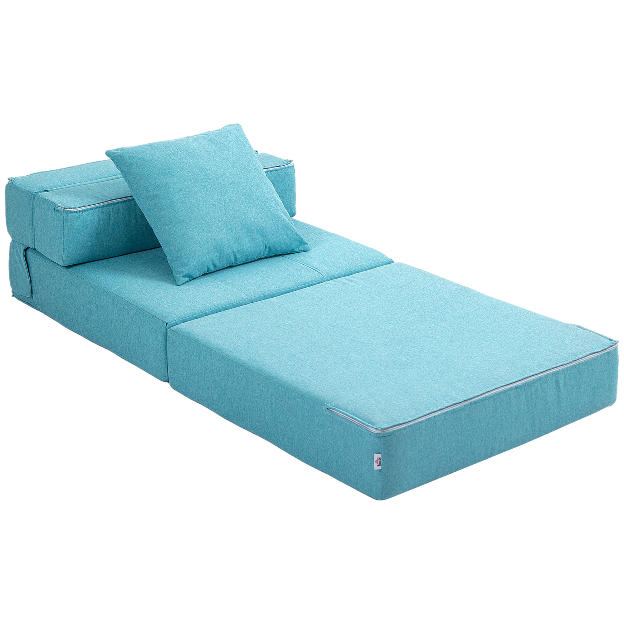 HOMCOM Schlafsessel Relaxsessel Gästebett. abnehmbarer Bezug, 70 cm x 70 cm x 61 cm, Hellblau
