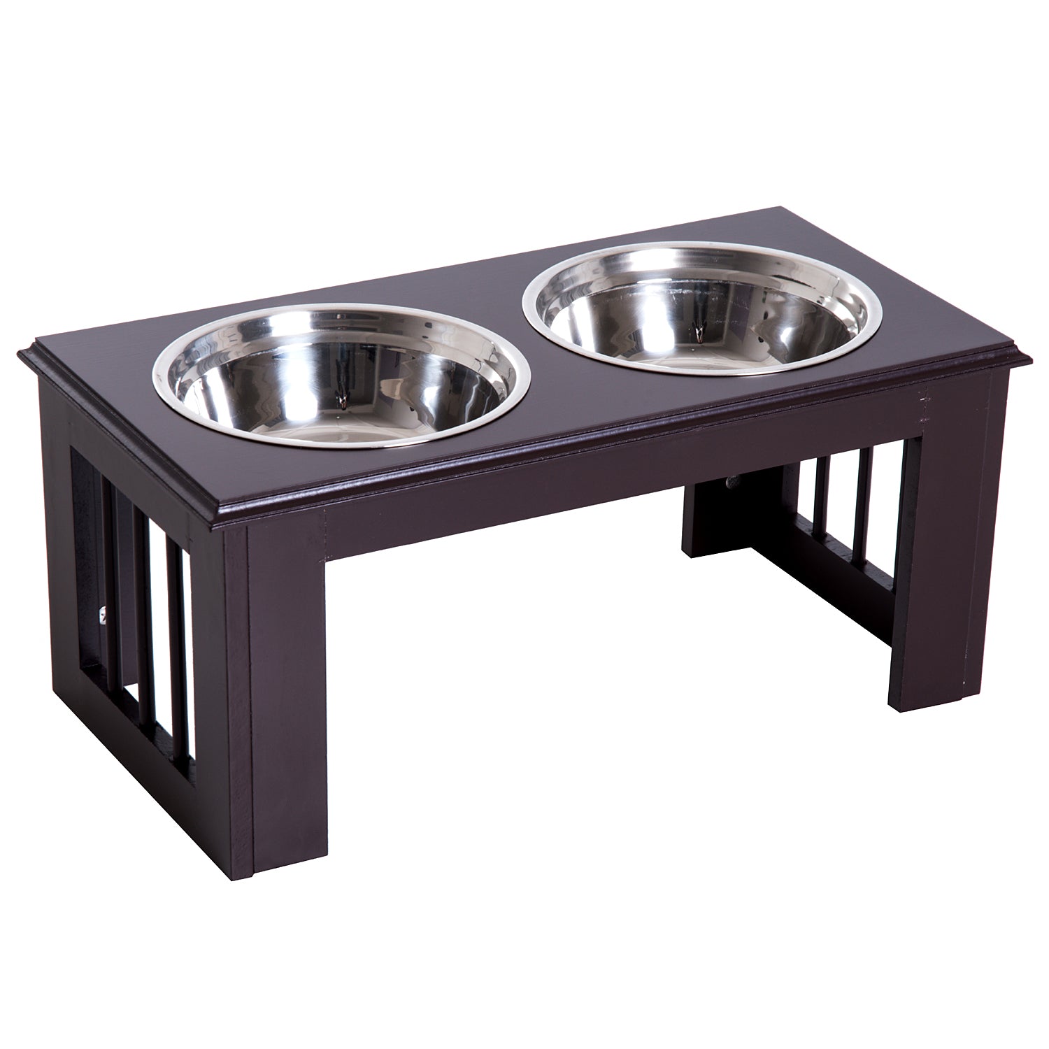 PawHut Hunde-Futterstation, rutschfest, 58,4 x 30,5 x 25,4cm, Grau, 2L pro Napf