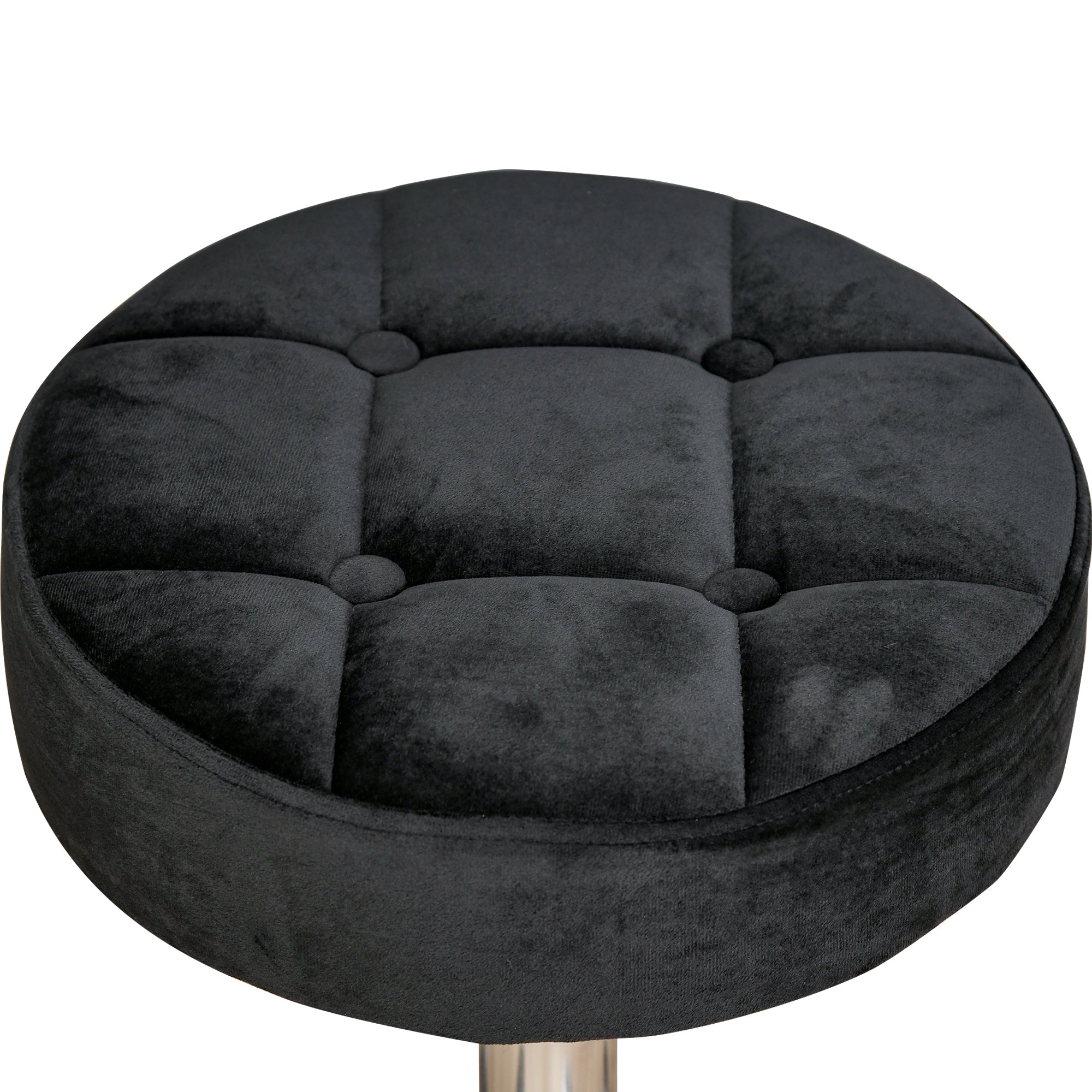 HOMCOM Salonhocker, höhenverstellbar, Bezug in Samtoptik, Ø35 x 49-61 cm, Schwarz