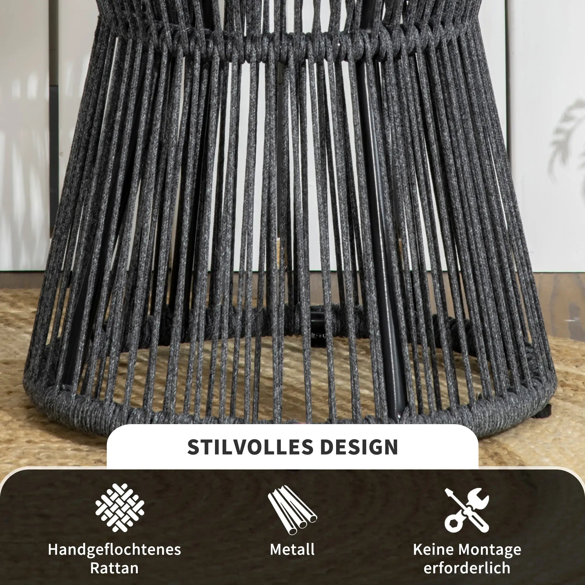 Outsunny Gartentisch Beistelltisch Boho-Stil wetterbeständig Rattan