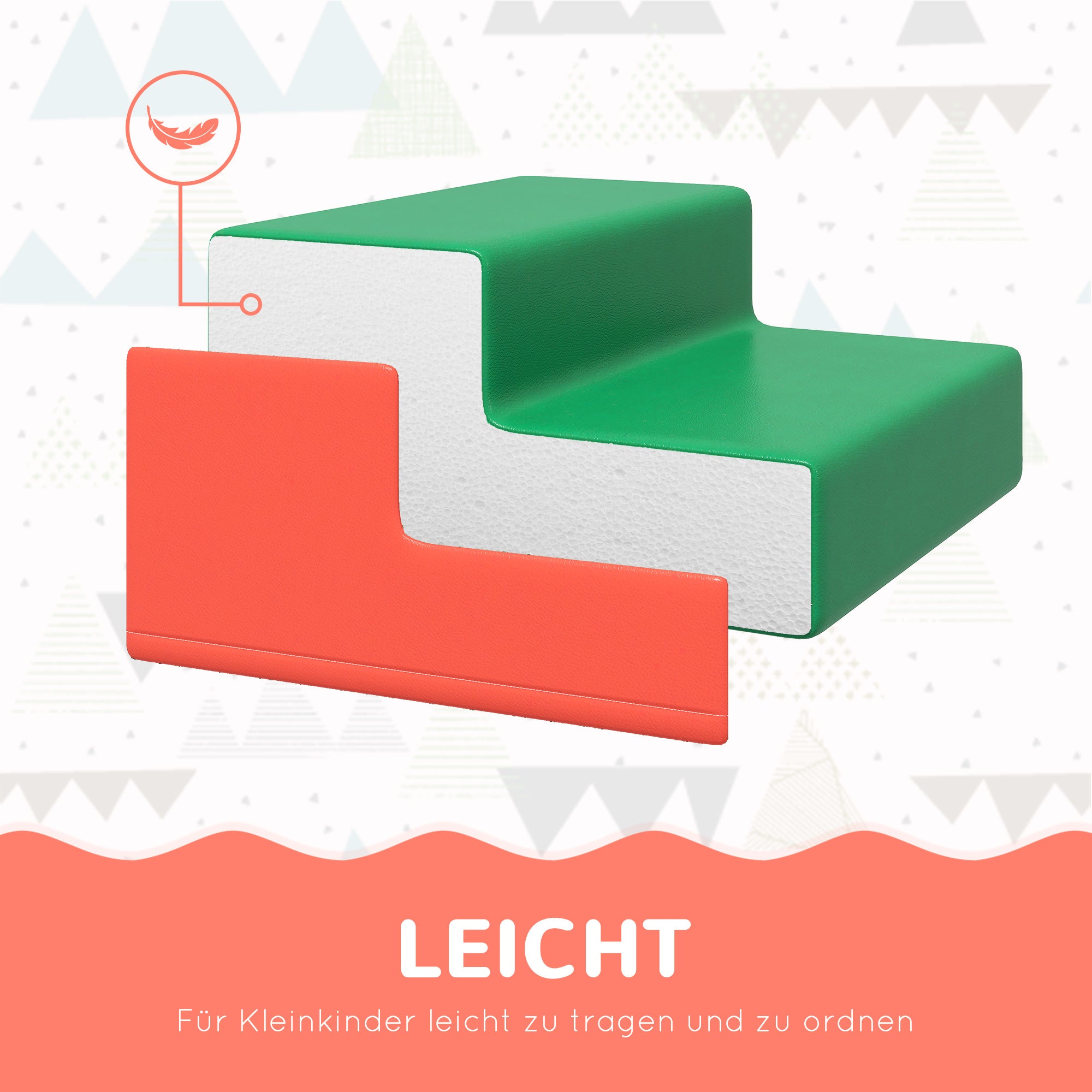 HOMCOM 4er Softbaustein-Set zum Klettern und Rutschen, Kunstlederbezug, für Kinder im Alter von 1-3 Jahren, Mehrfarbig